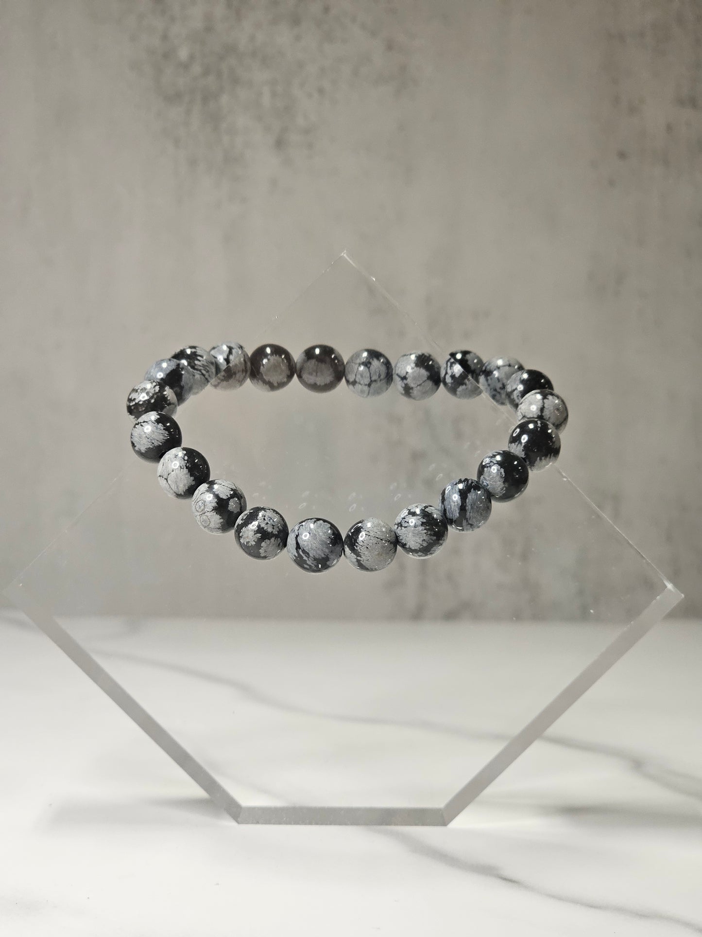 Snowflake Obsidian Stretchy Bracelet