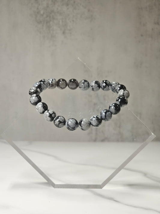 Snowflake Obsidian Stretchy Bracelet