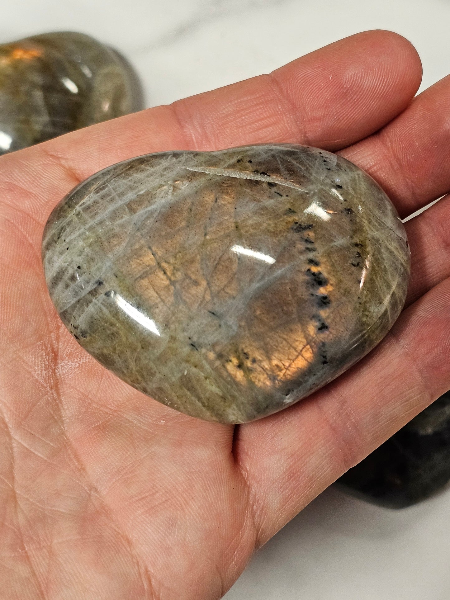 Sunset Flash Labradorite Heart