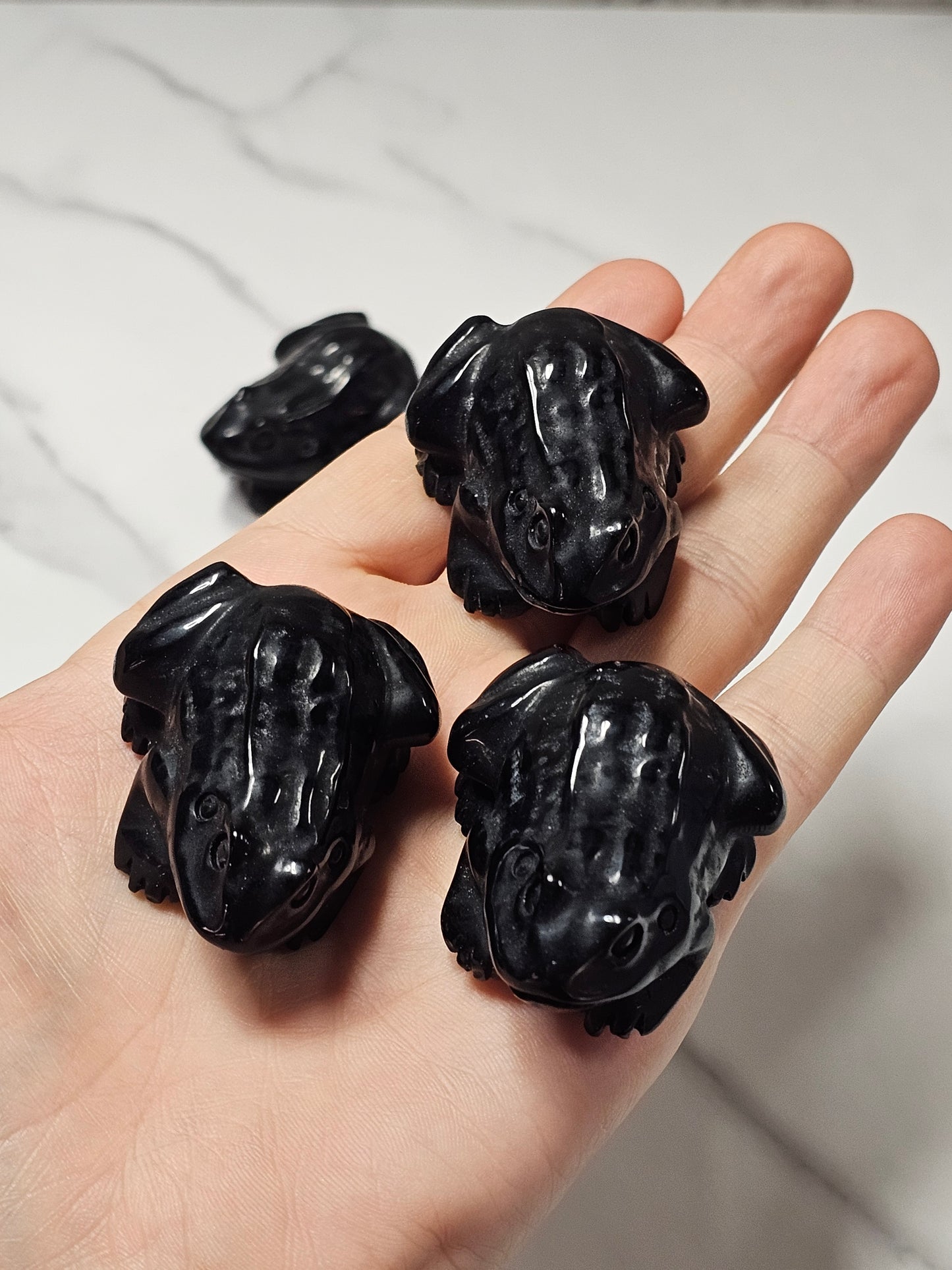 Obsidian Frog Carving