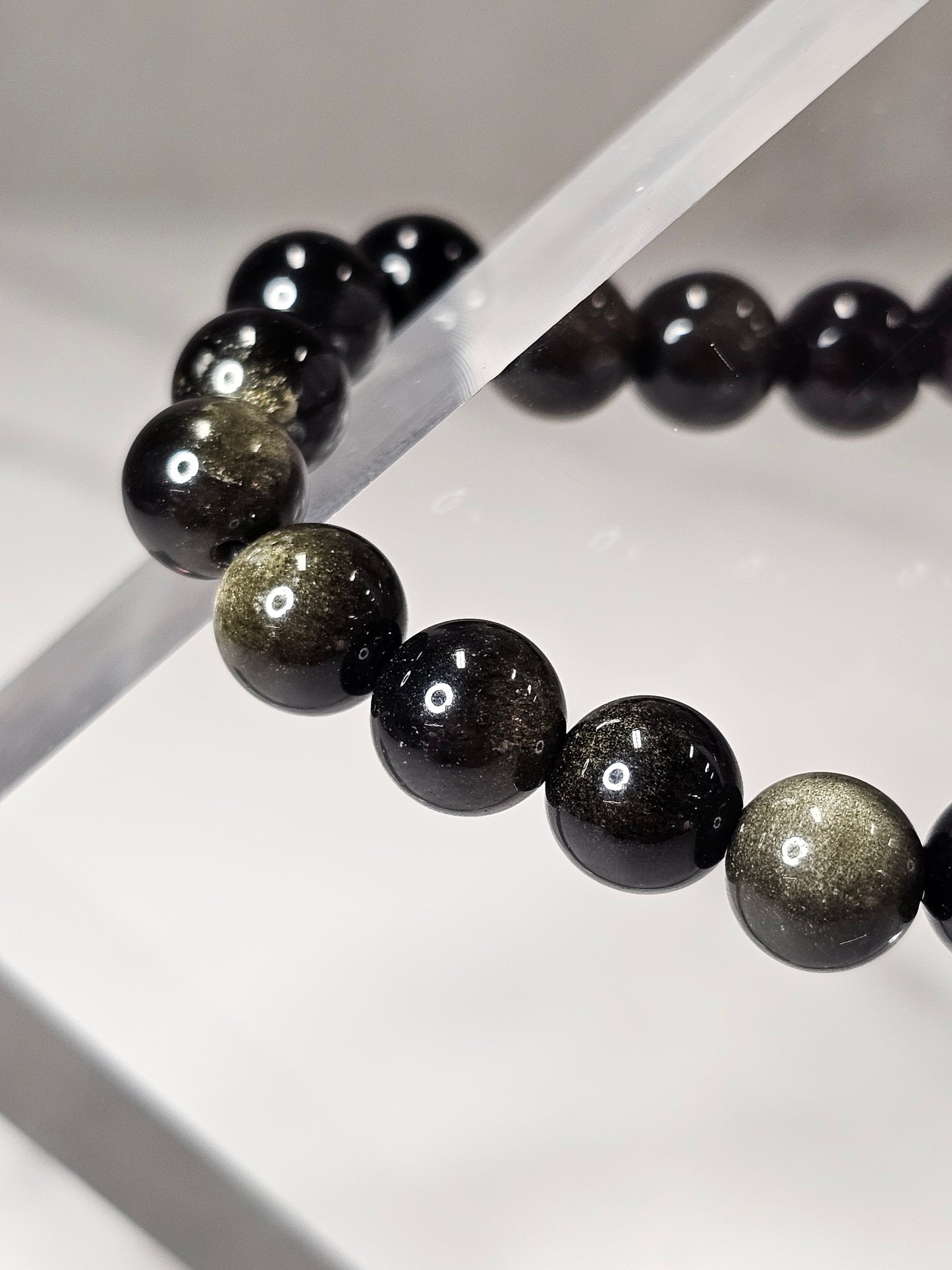 Golden Sheen Obsidian Stretchy Bracelet