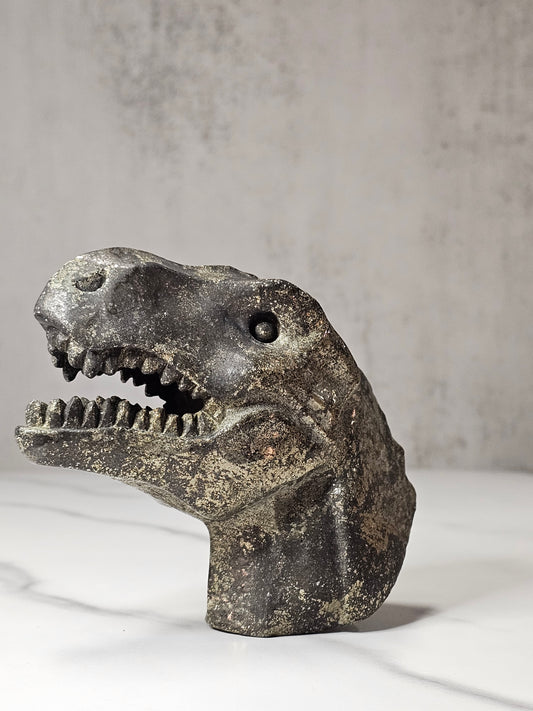 Pyrite Dinosaur Head Carving