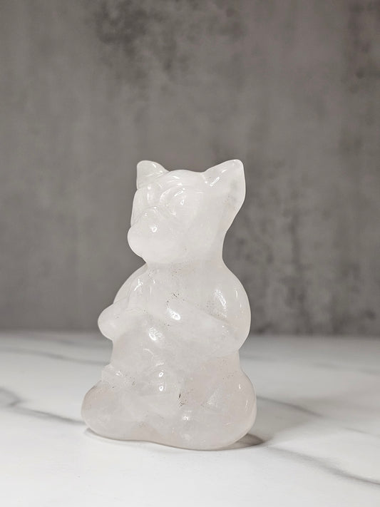 Rose Quartz Meditating Yoga Dog Carving