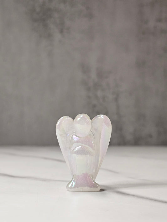 Aura Rose Quartz Angel Carving