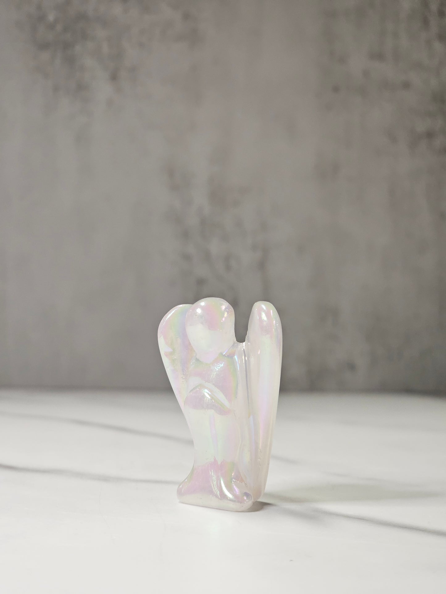 Aura Rose Quartz Angel Carving