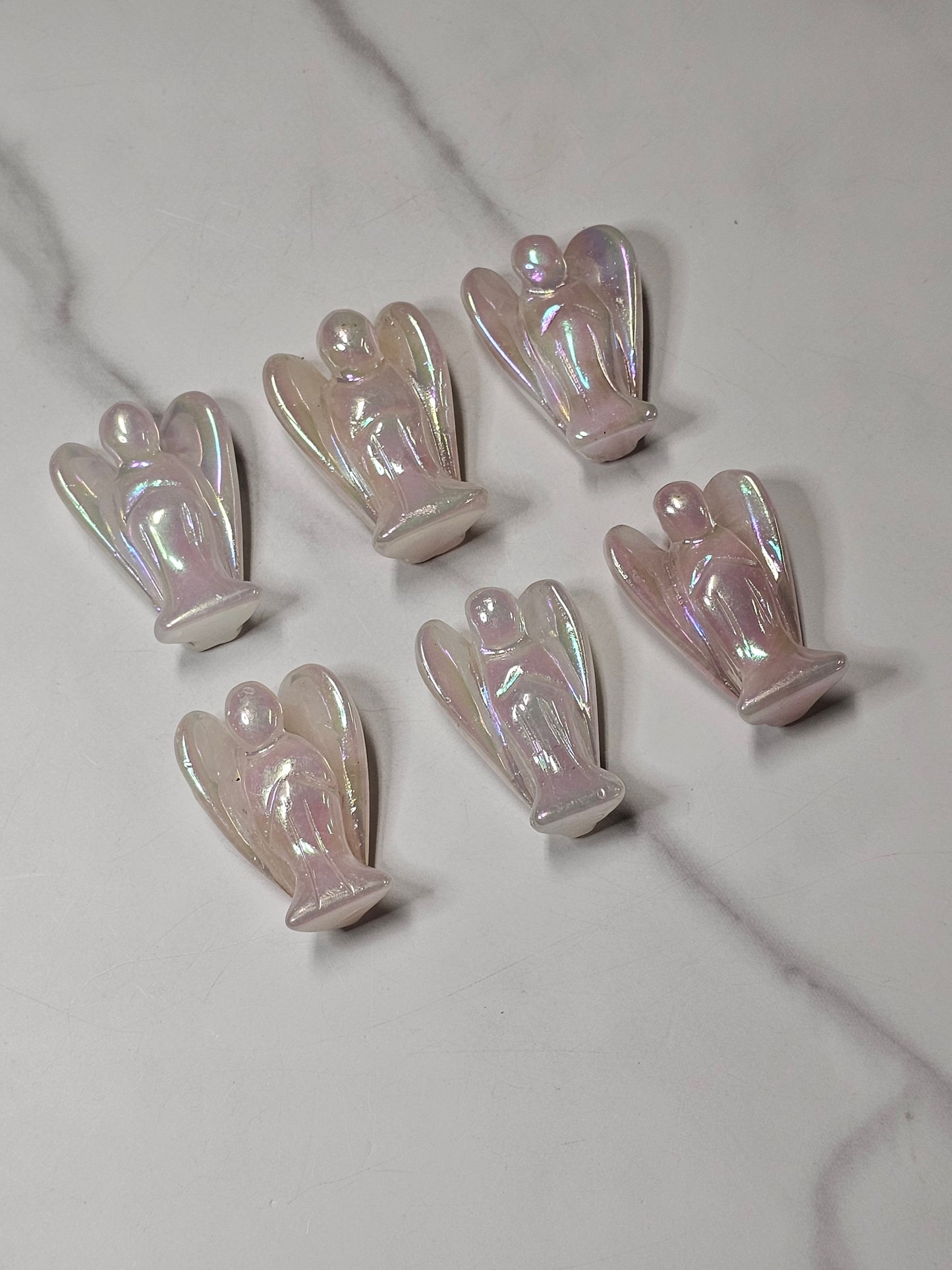 Aura Rose Quartz Angel Carving