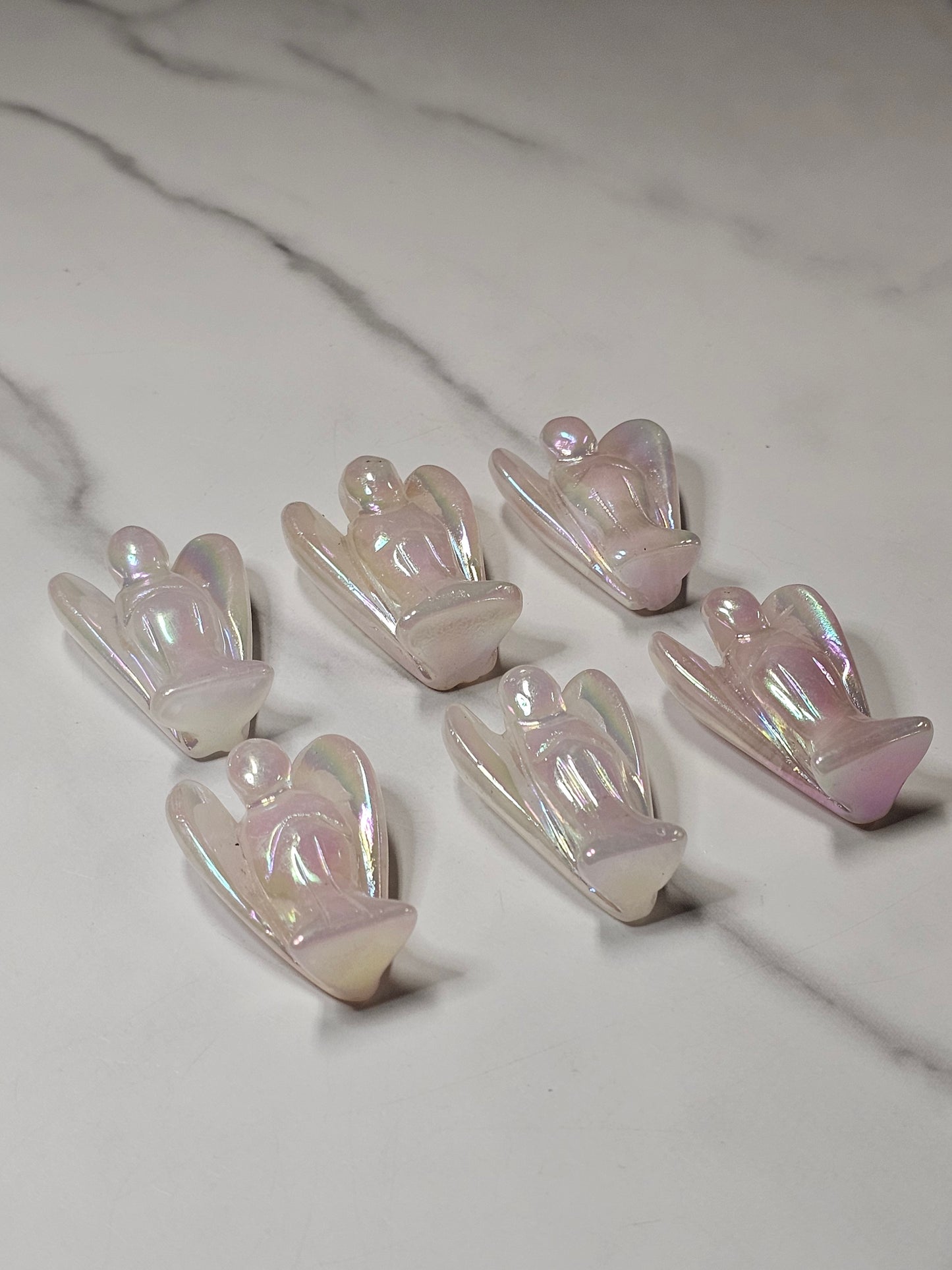Aura Rose Quartz Angel Carving