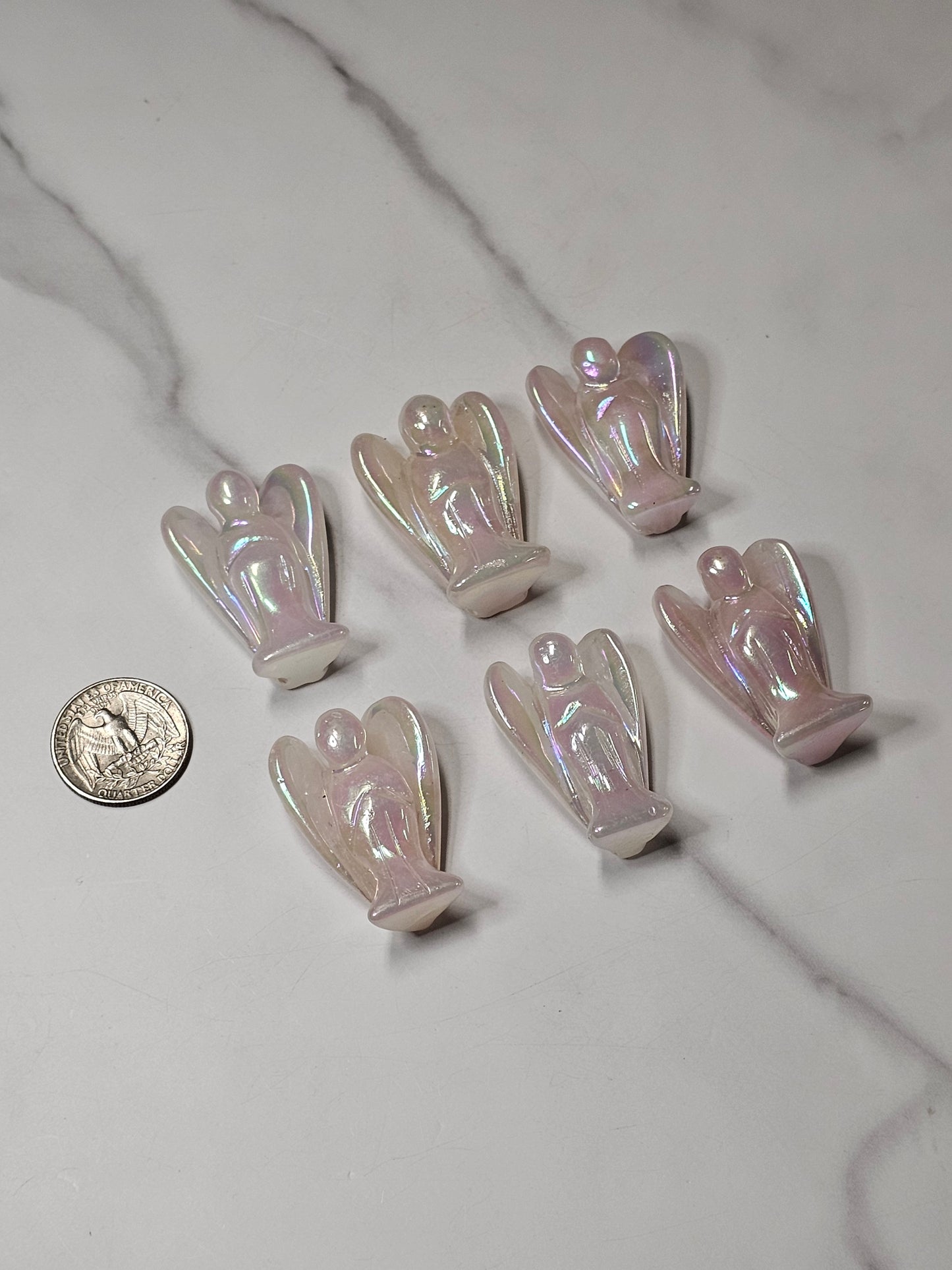 Aura Rose Quartz Angel Carving