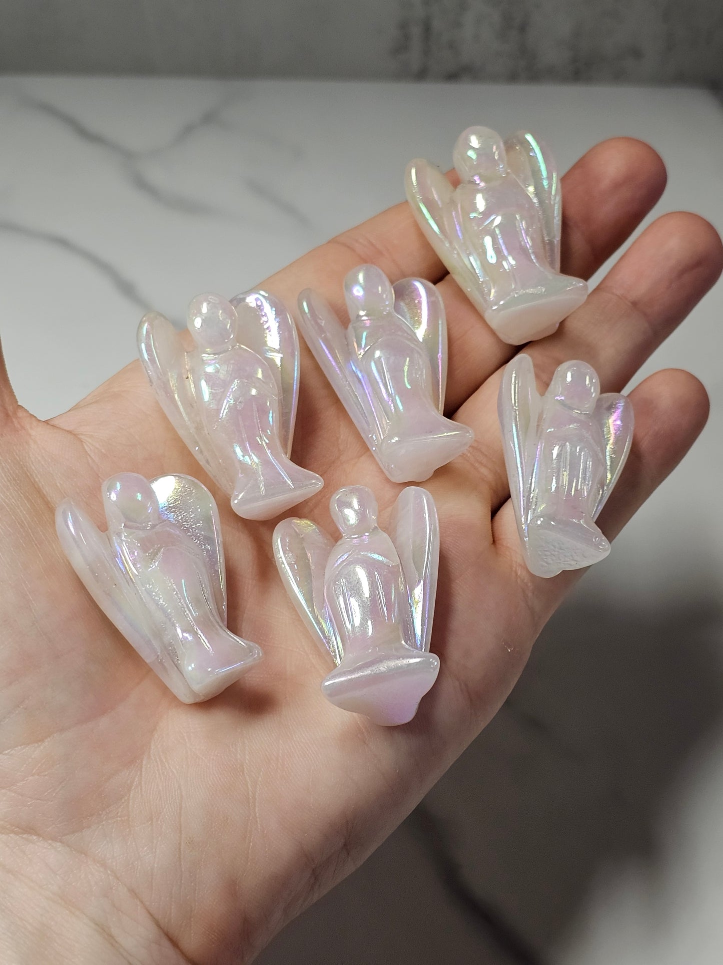 Aura Rose Quartz Angel Carving
