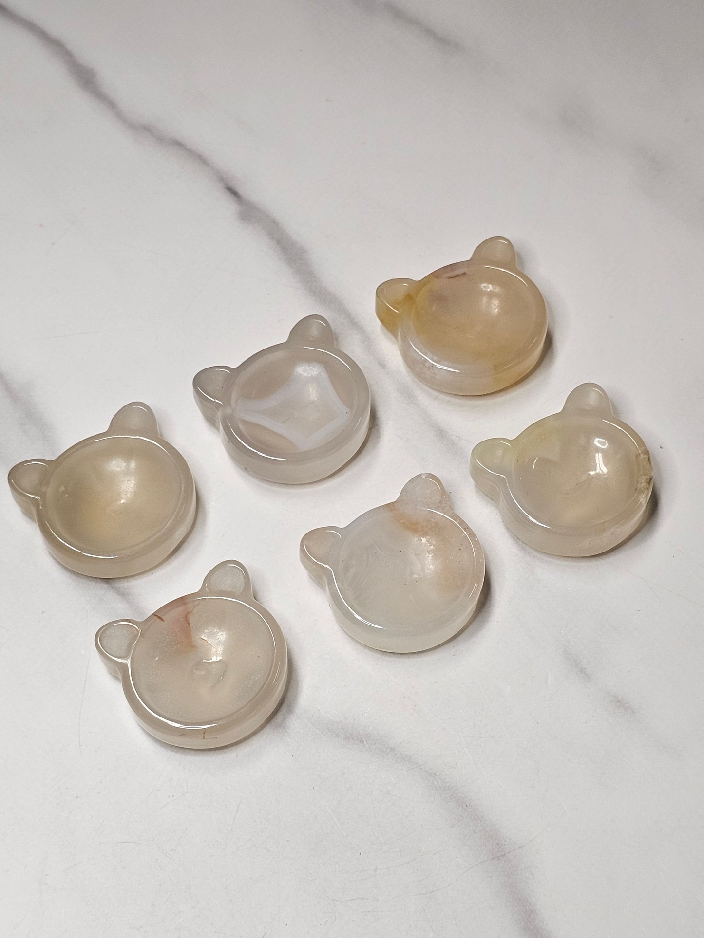 Mini Flower Agate Cat Shaped Bowl/Dish