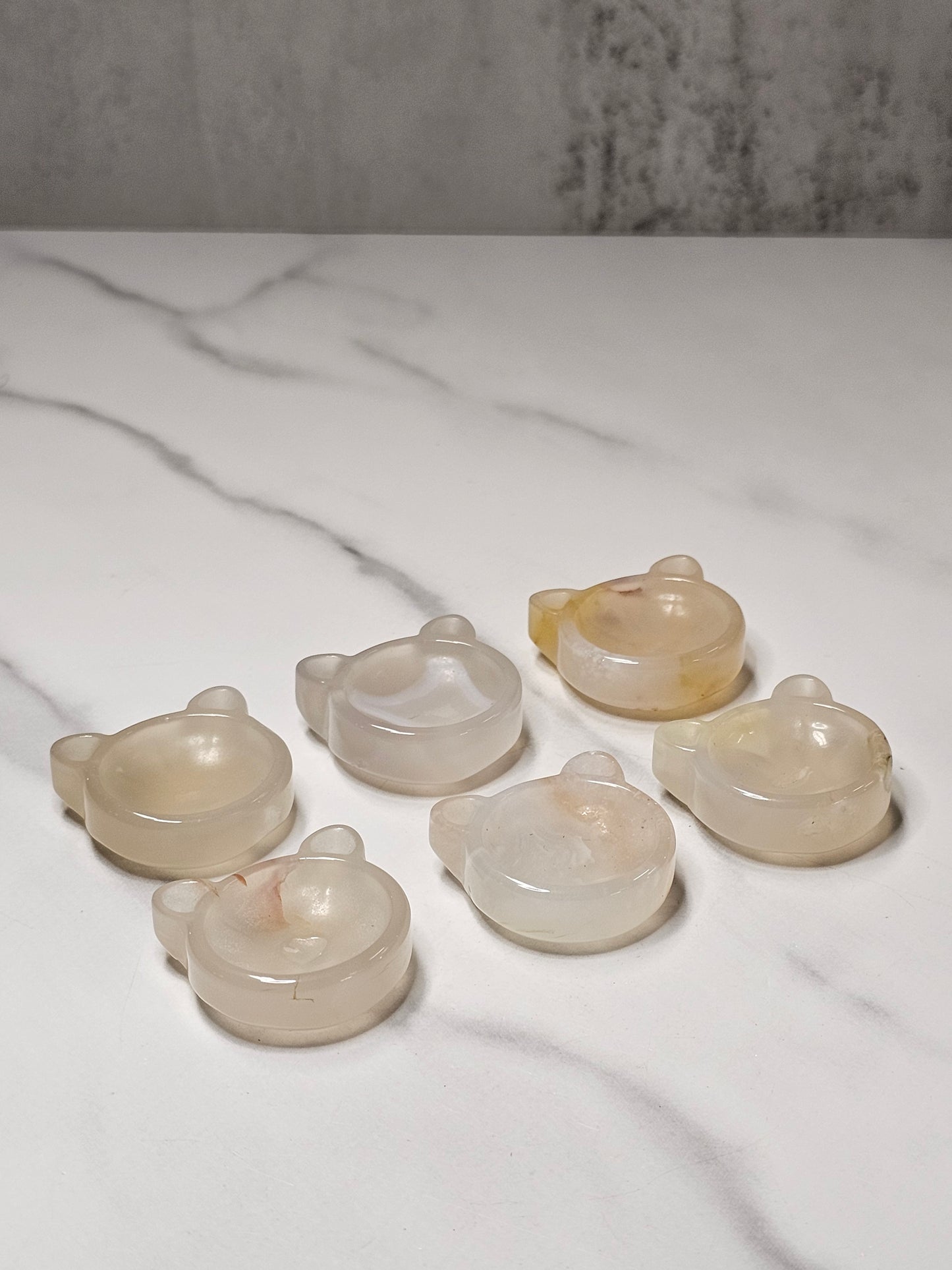 Mini Flower Agate Cat Shaped Bowl/Dish