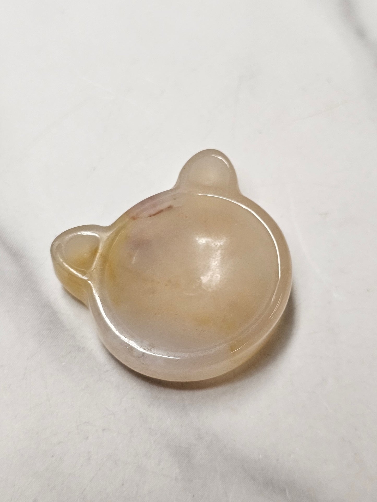 Mini Flower Agate Cat Shaped Bowl/Dish