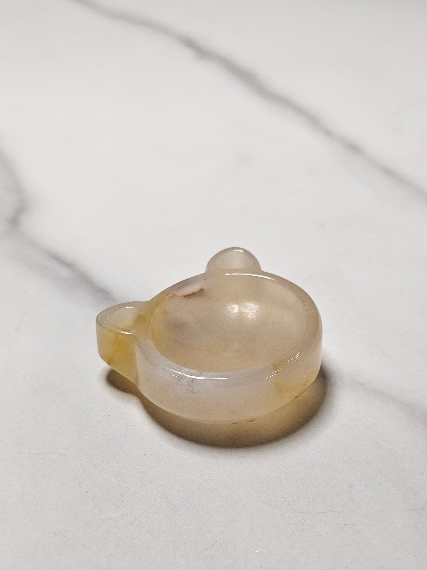 Mini Flower Agate Cat Shaped Bowl/Dish