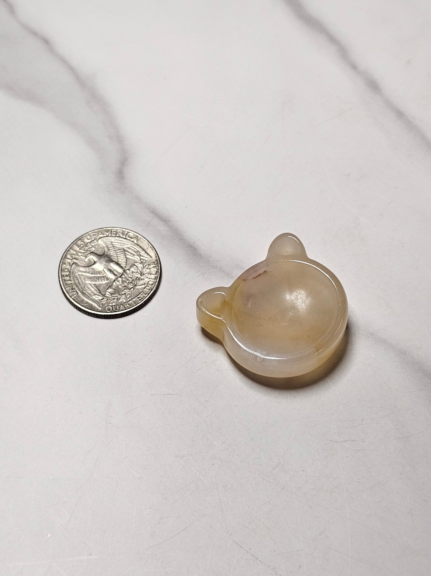 Mini Flower Agate Cat Shaped Bowl/Dish