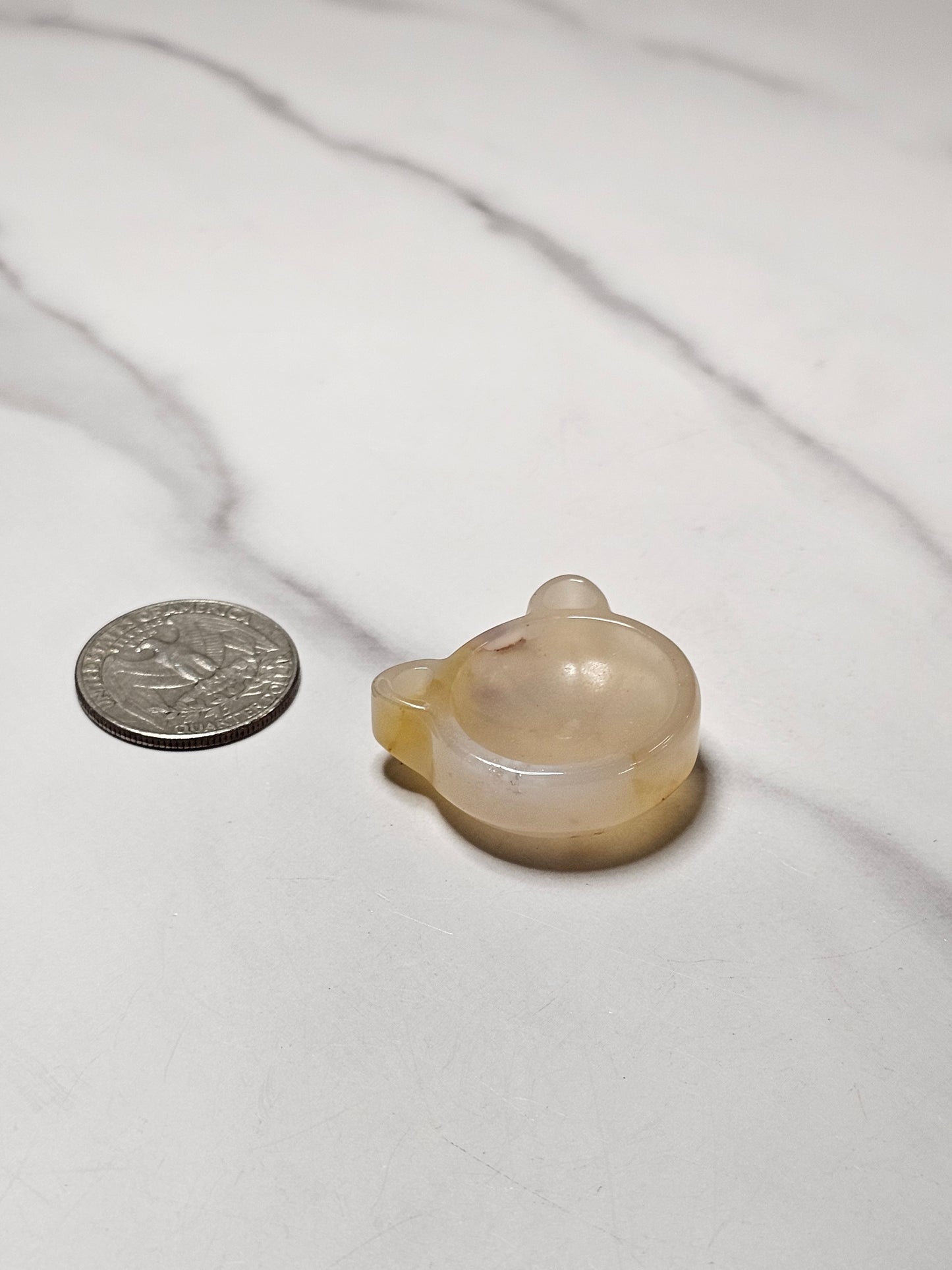 Mini Flower Agate Cat Shaped Bowl/Dish