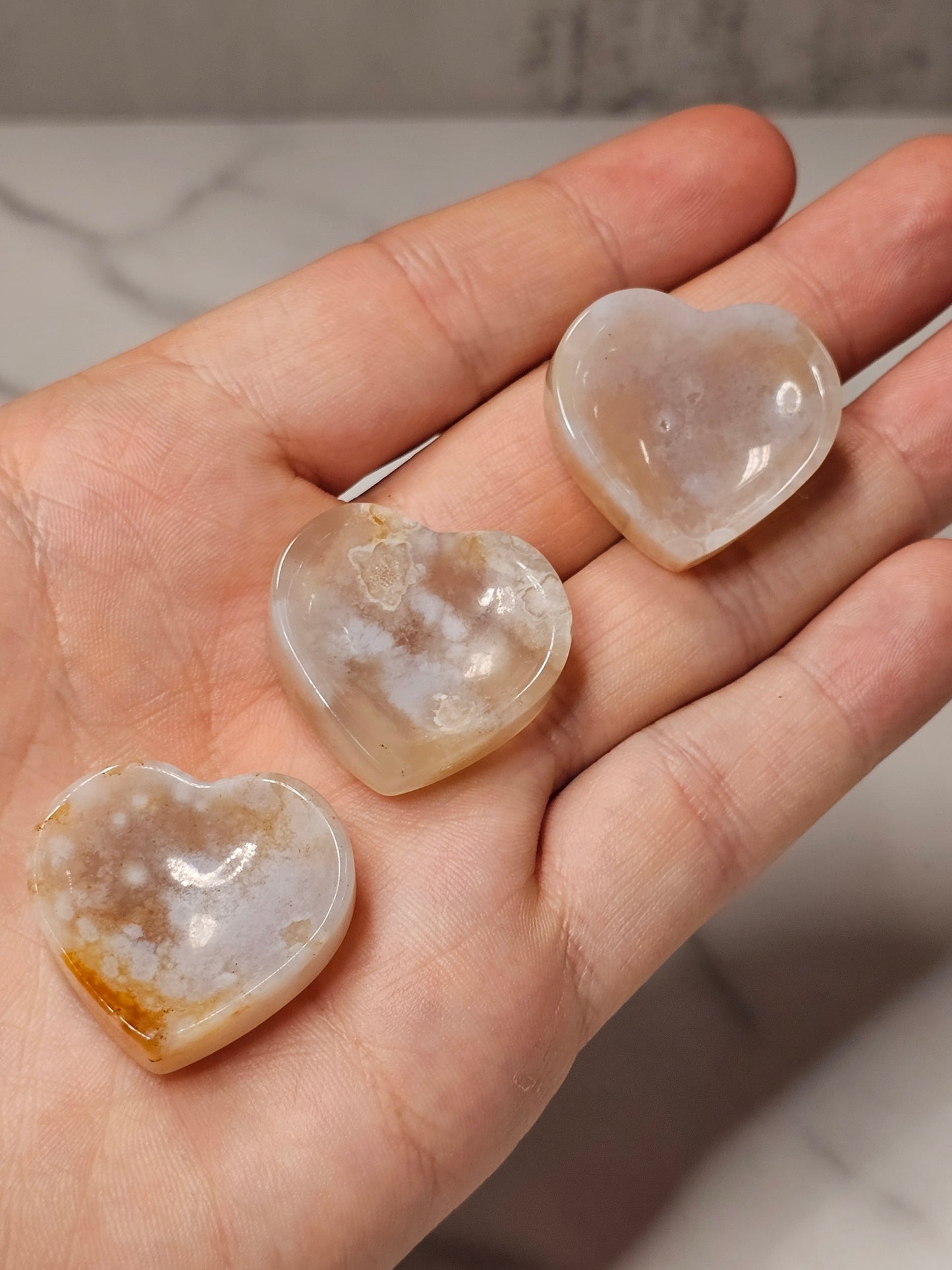 Mini Flower Agate Heart Shaped Bowl/Dish