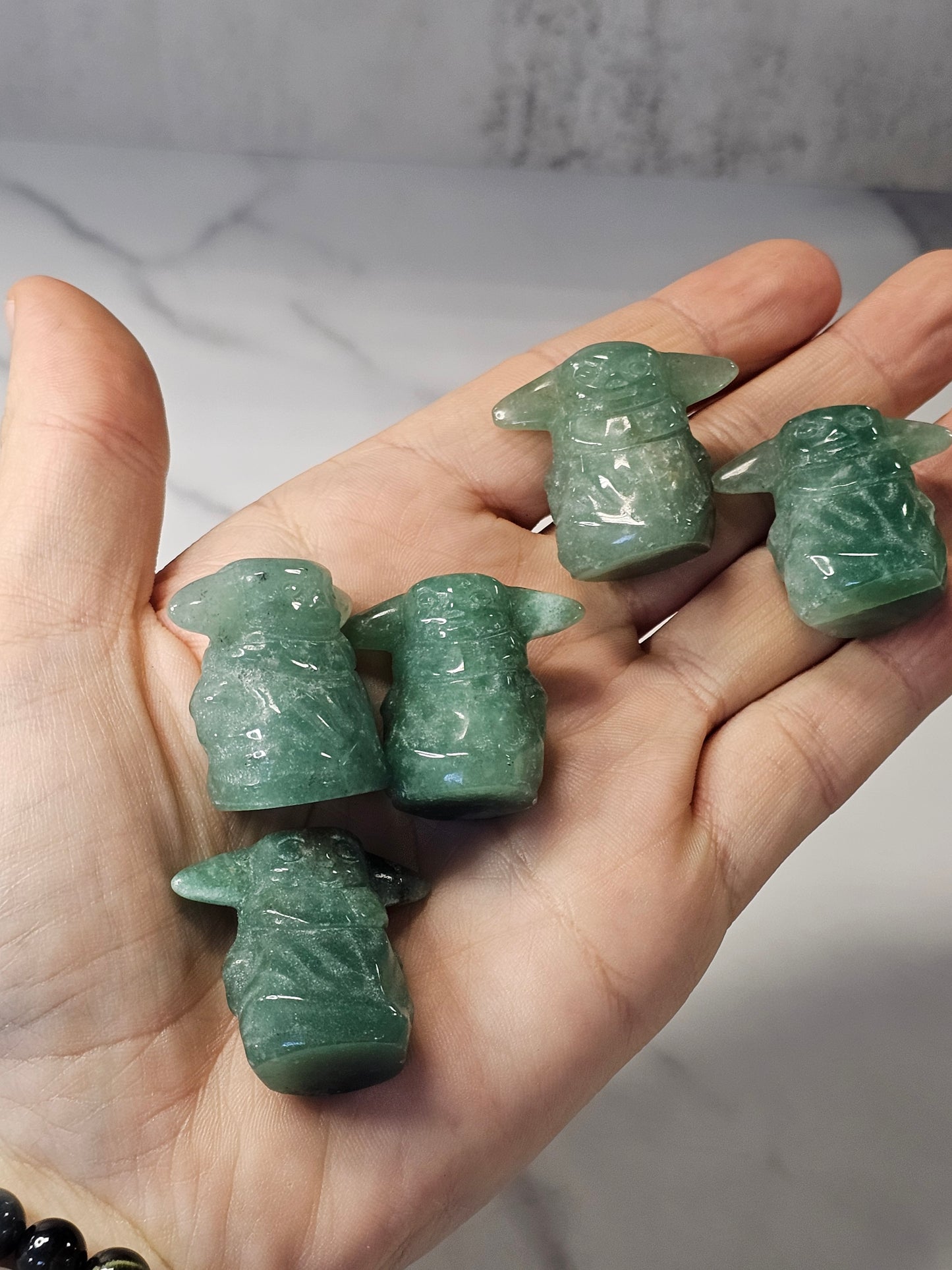 Green Aventurine Yoda Carving