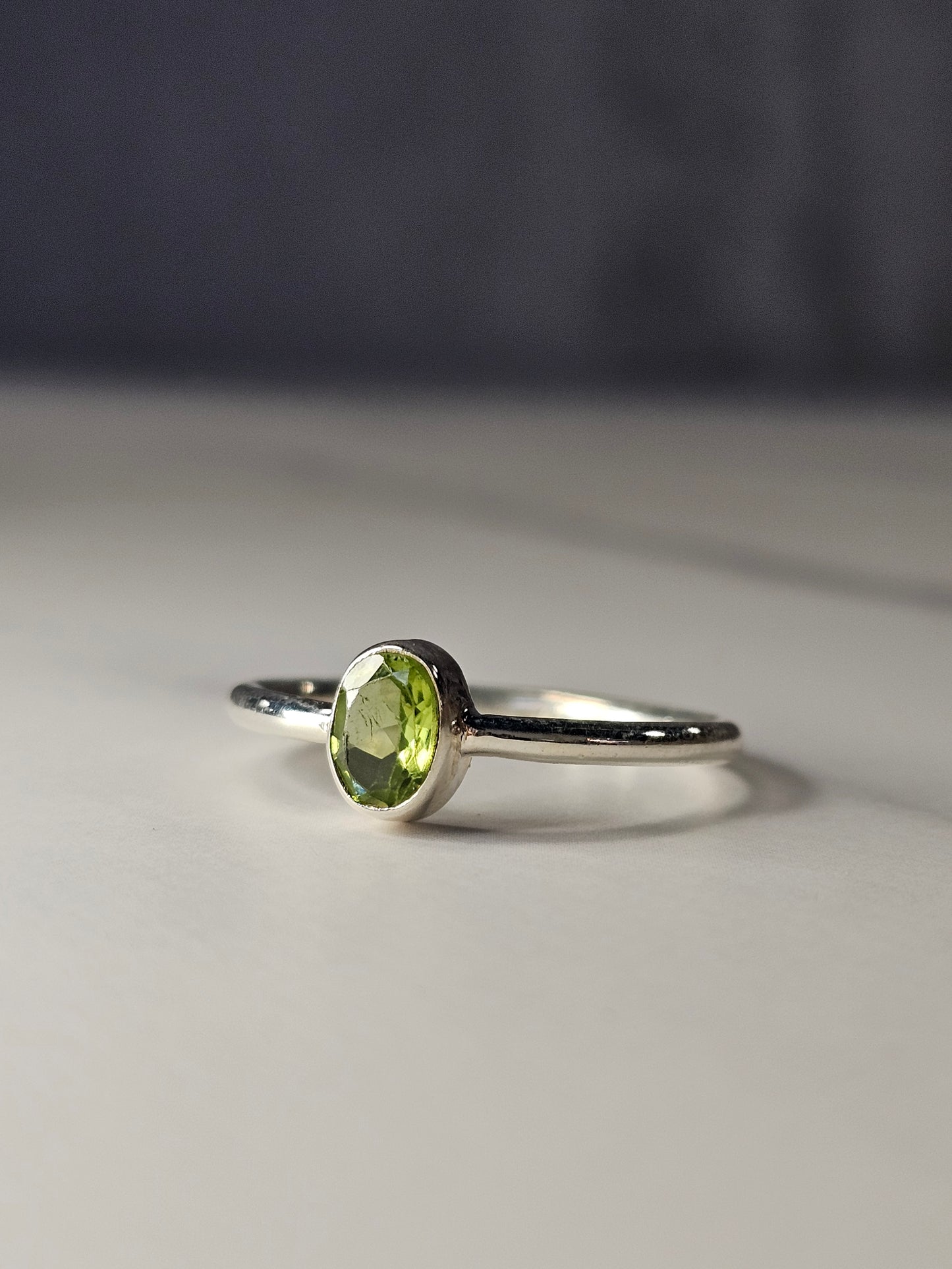 Peridot .925 Sterling Silver Ring - Faceted Oval Cut