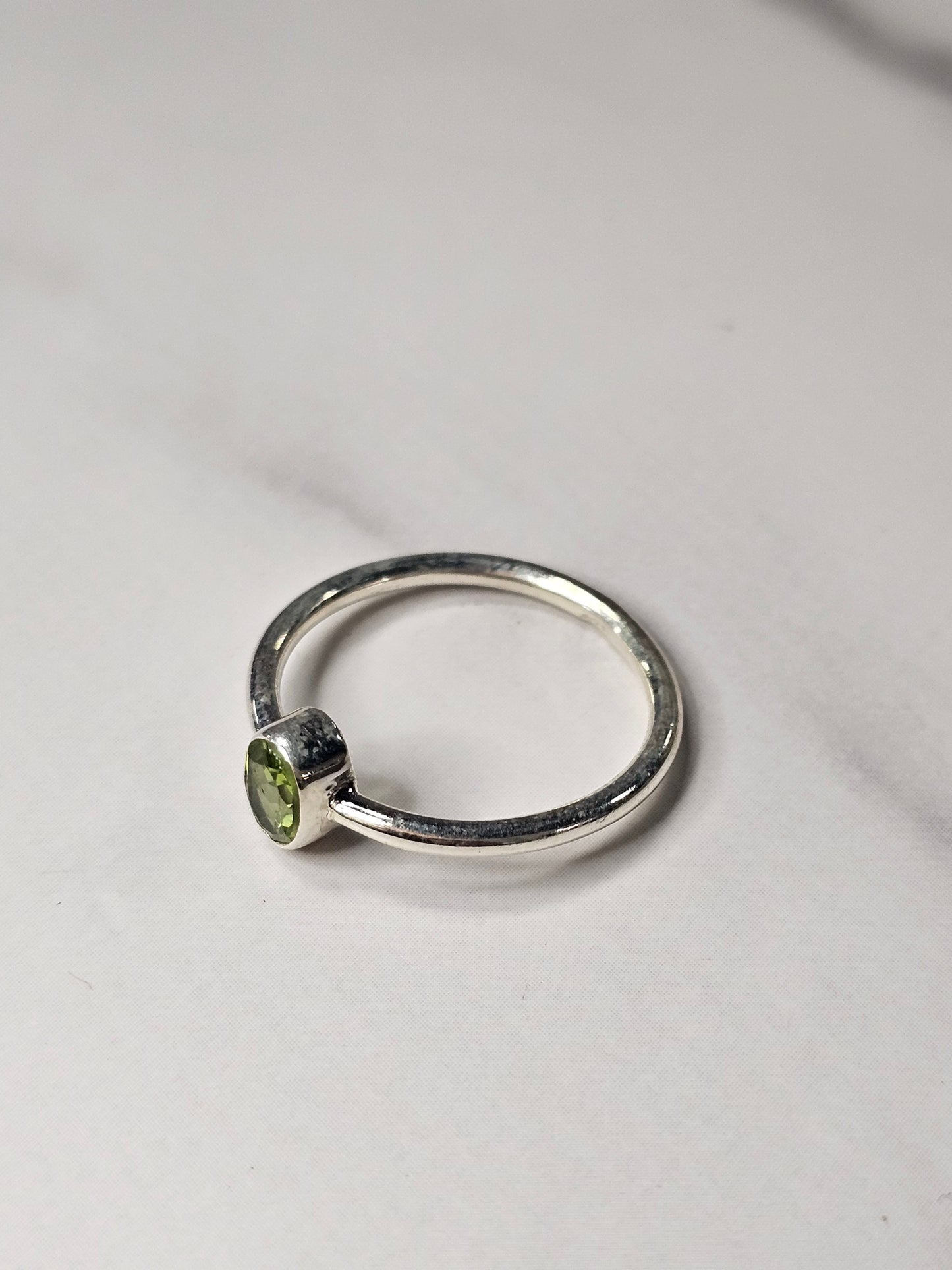 Peridot .925 Sterling Silver Ring - Faceted Oval Cut