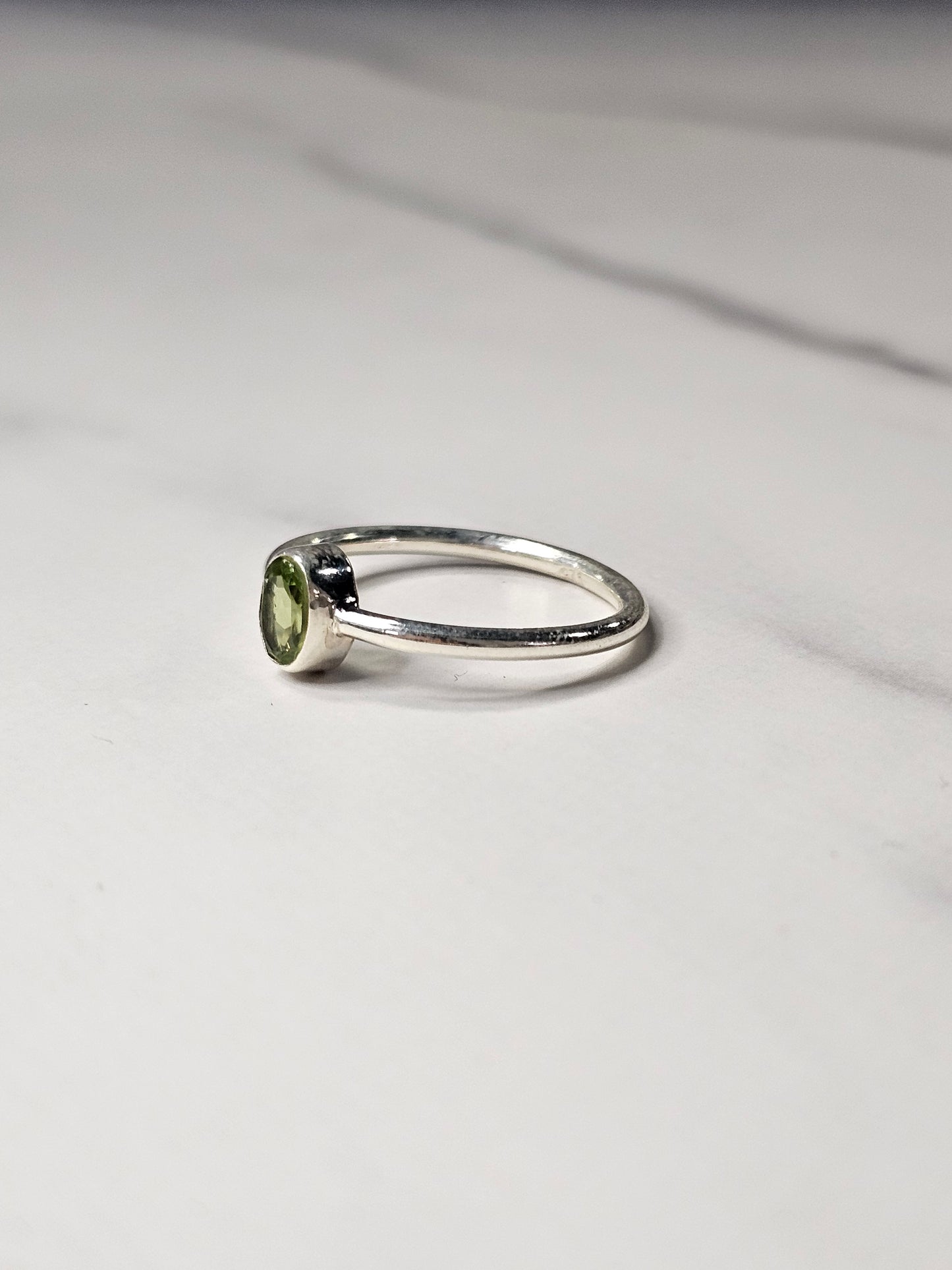 Peridot .925 Sterling Silver Ring - Faceted Oval Cut