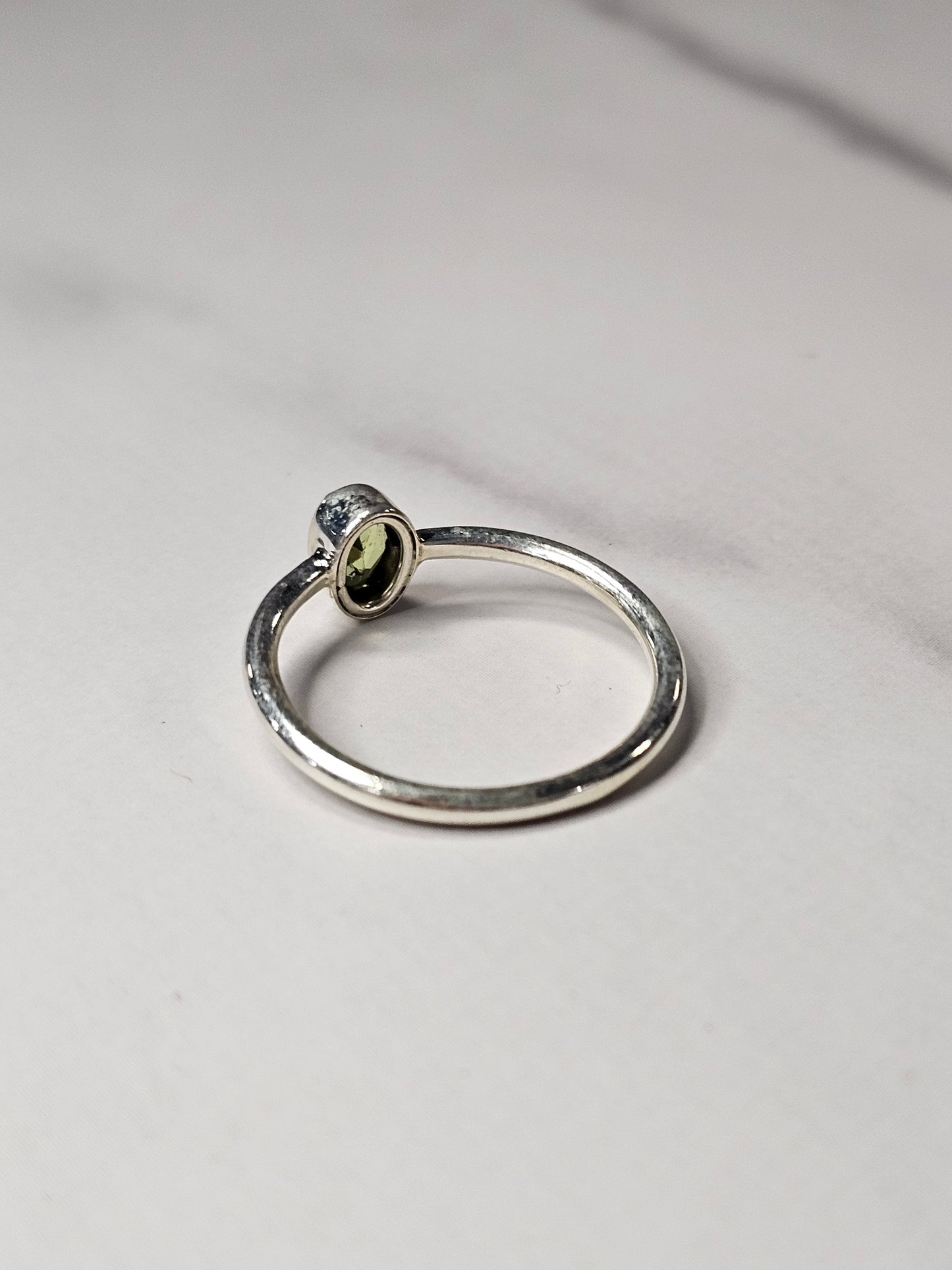 Peridot .925 Sterling Silver Ring - Faceted Oval Cut