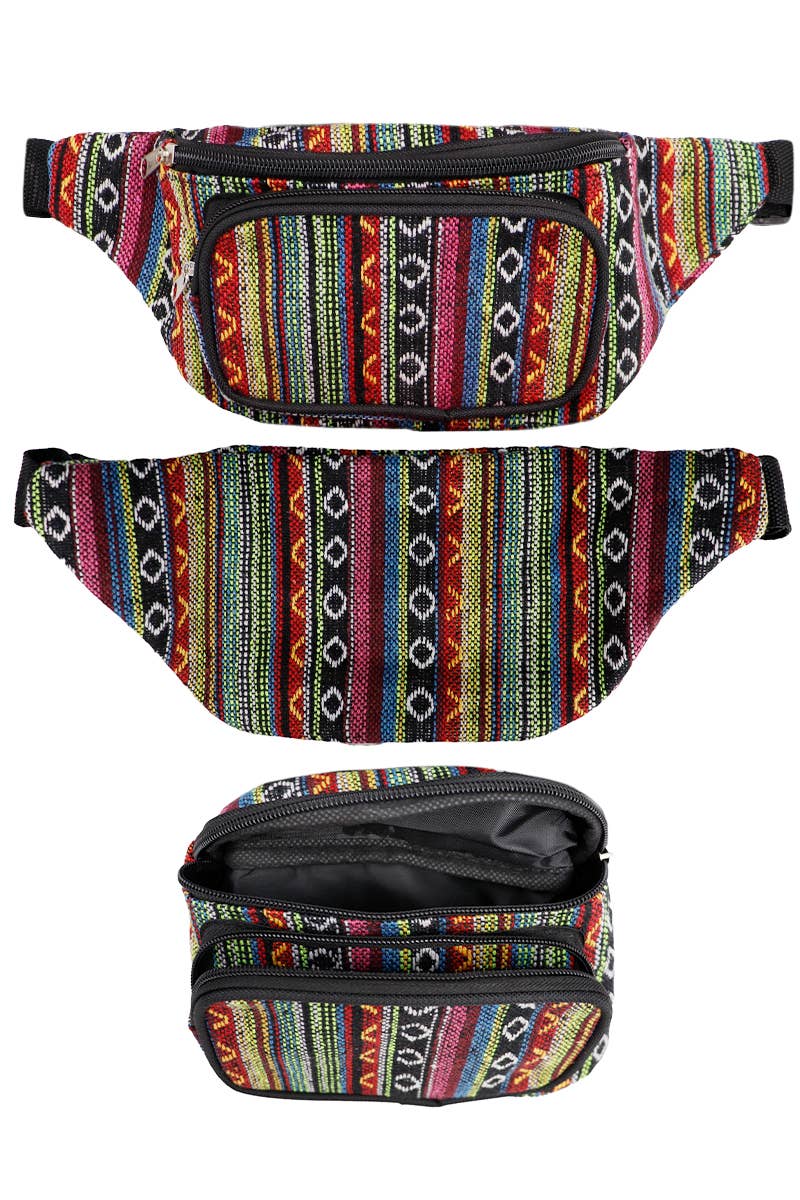 Woven Fanny Pack Cross Body Bag