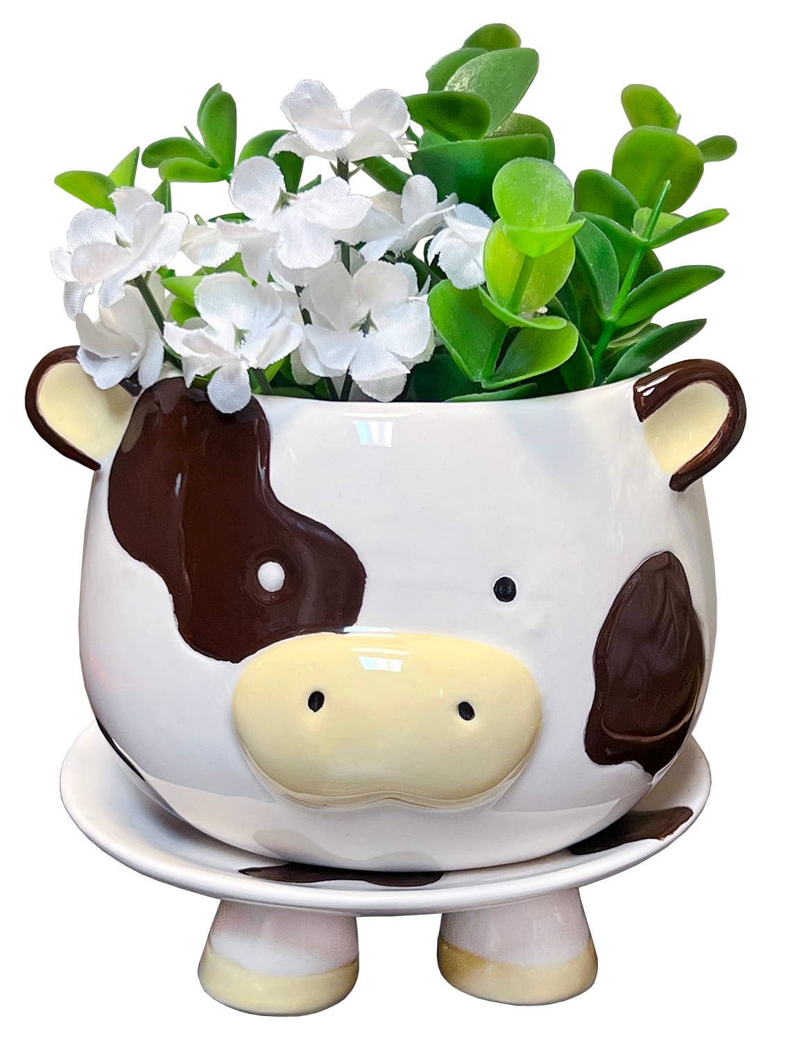 Brown Cow Ceramic Footsie Planter