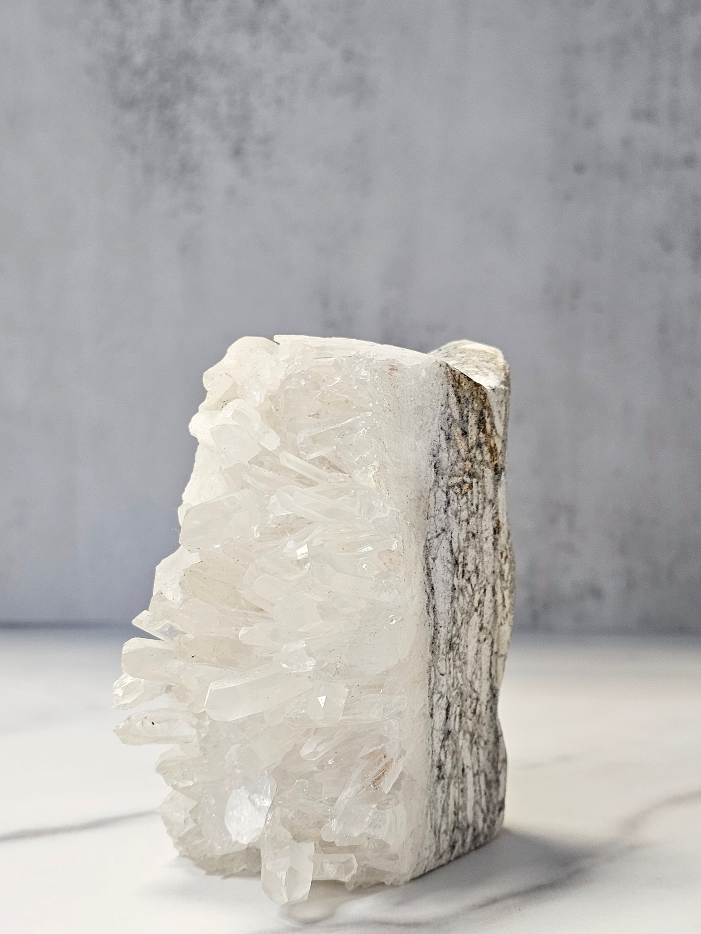 Quartz Point Cluster - Owl Carving
