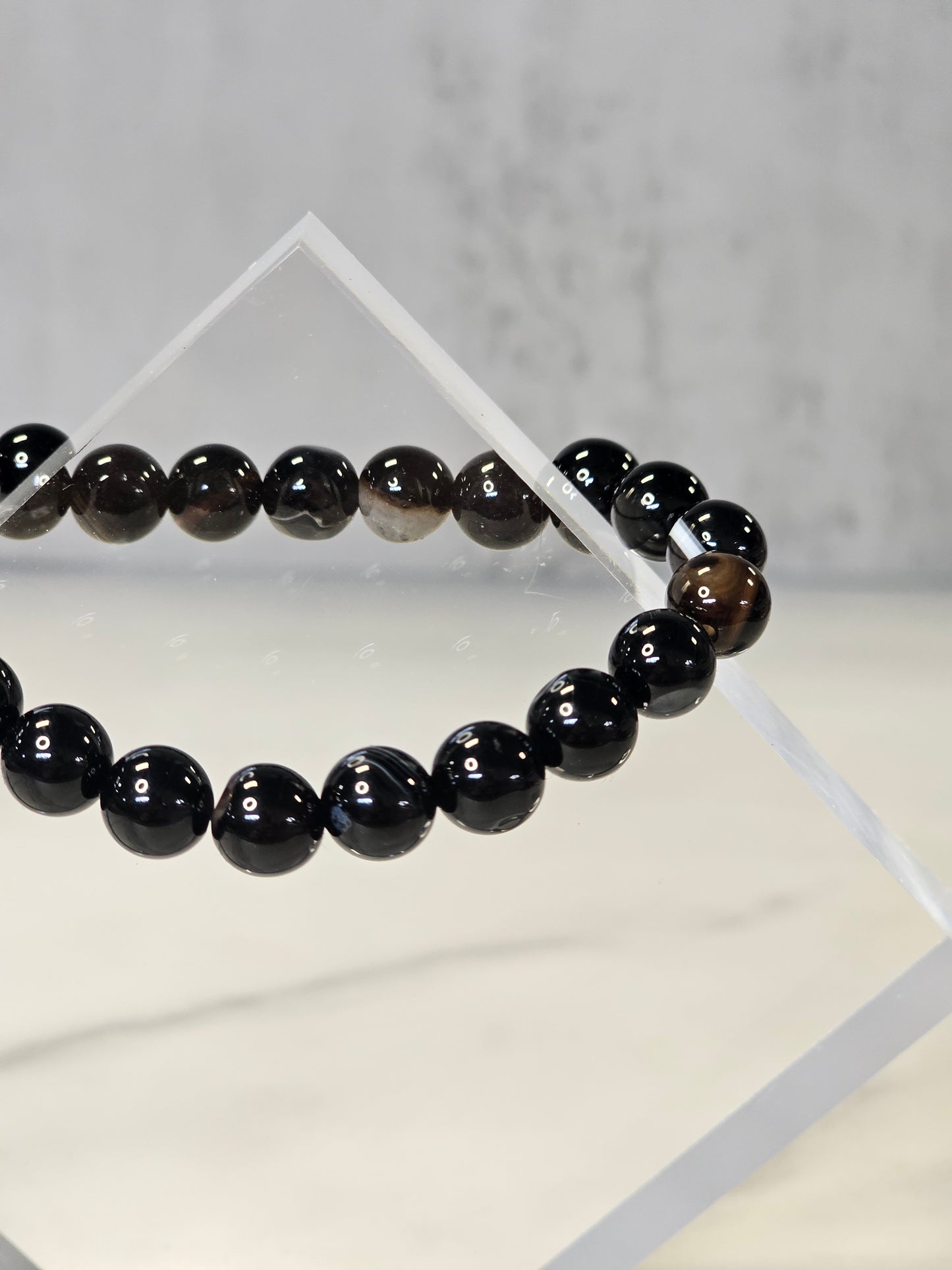 Black Banded Agate Stretchy Bracelet