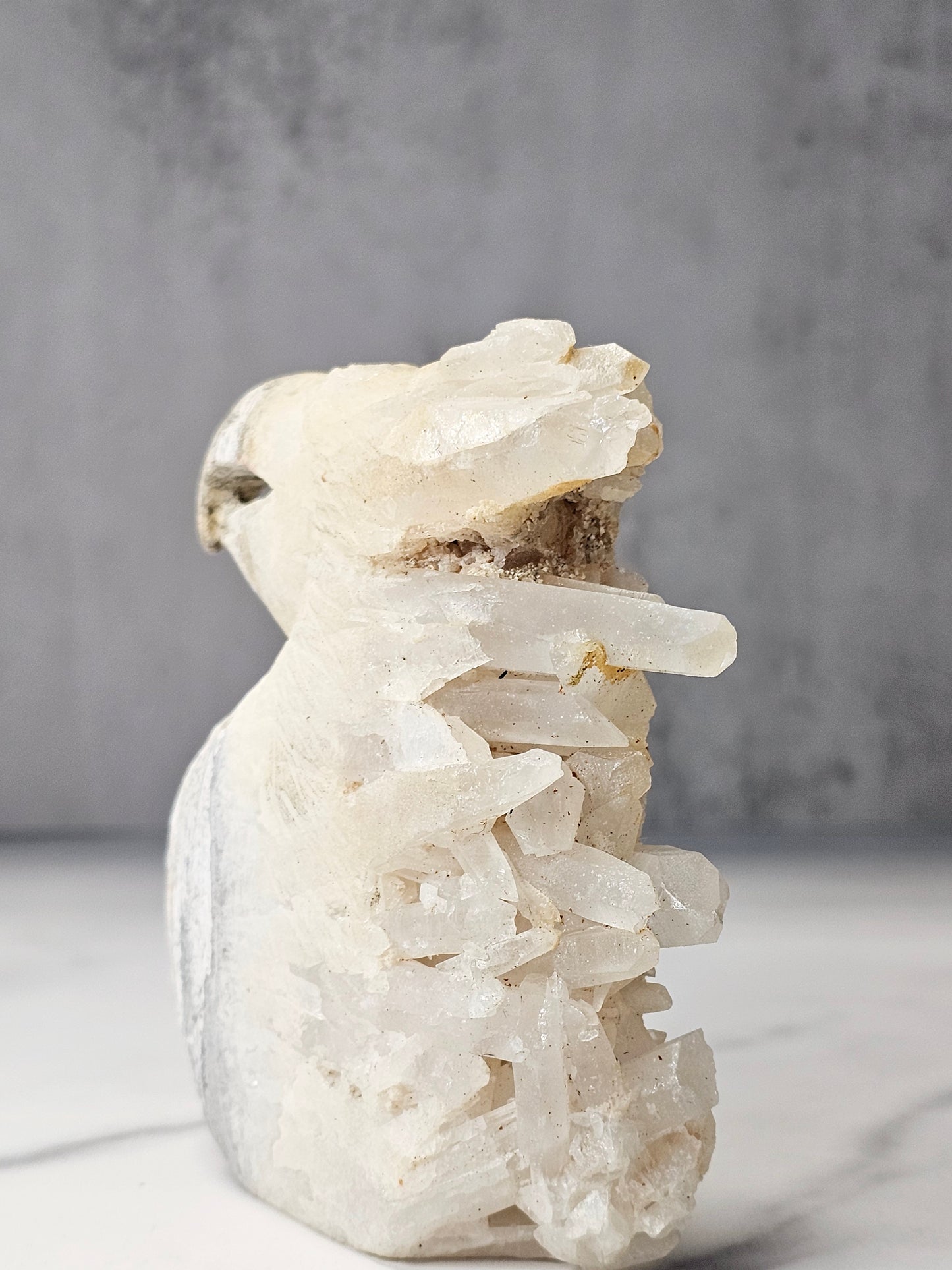 Quartz Point Cluster Eagle Carving