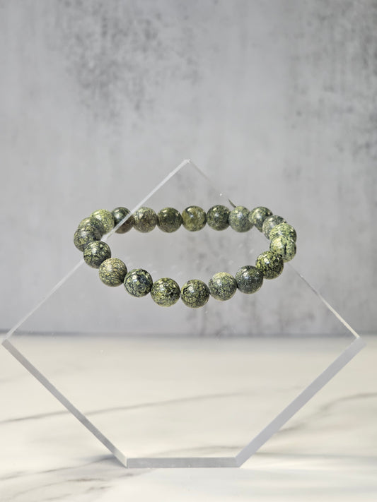 Green Spiderweb Jasper Stretchy Bracelet