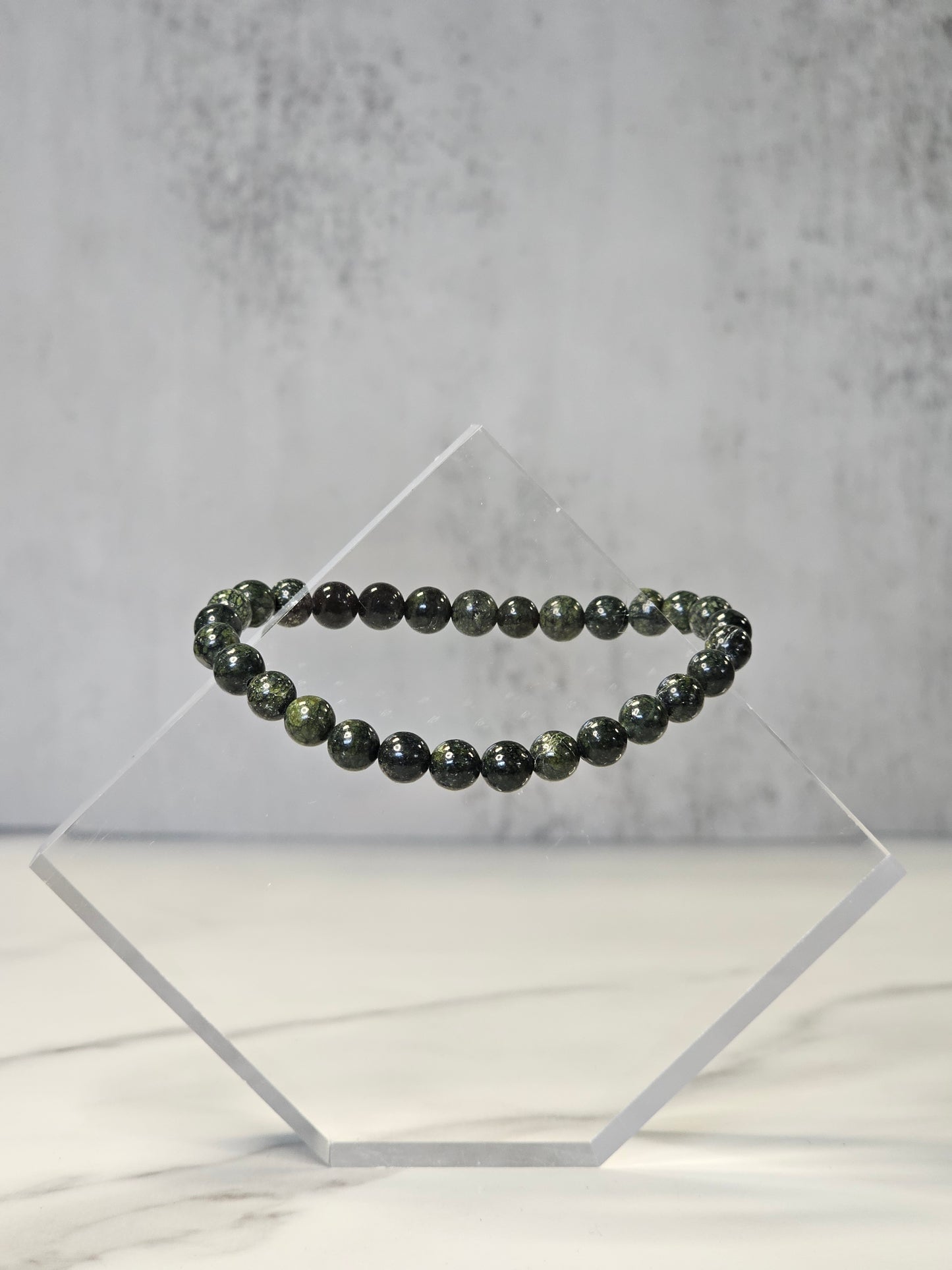 Green Spiderweb Jasper Stretchy Bracelet