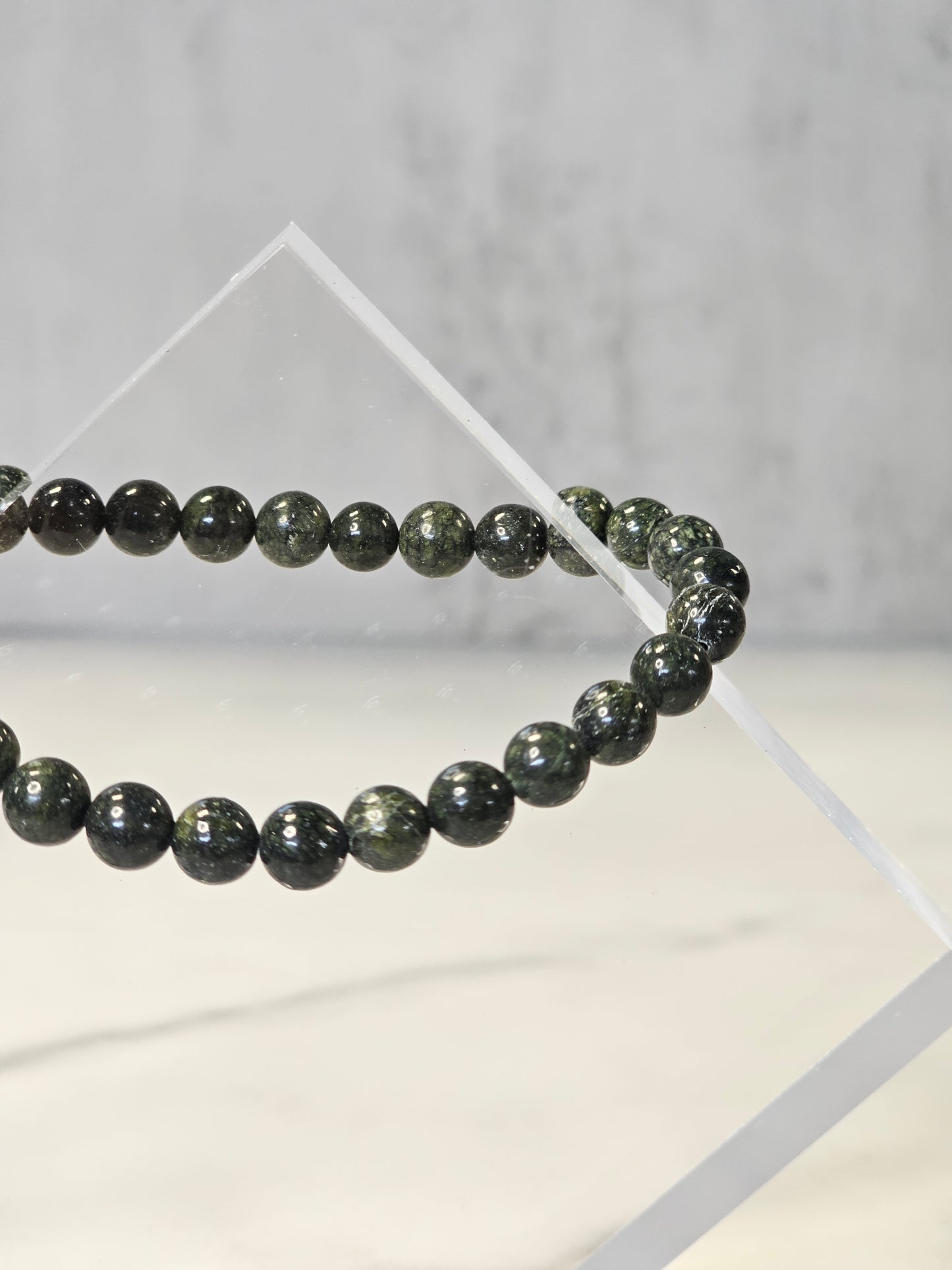 Green Spiderweb Jasper Stretchy Bracelet