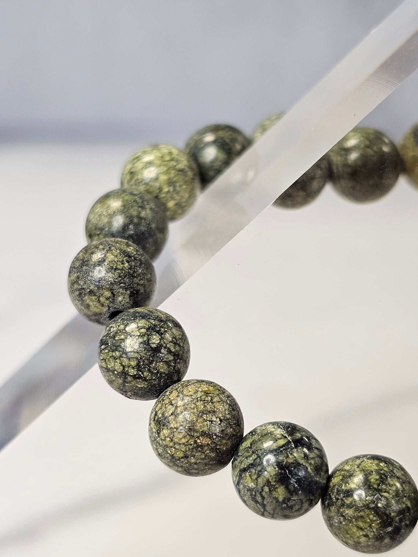Green Spiderweb Jasper Stretchy Bracelet