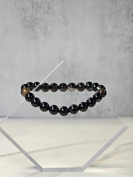 Black Banded Agate Stretchy Bracelet