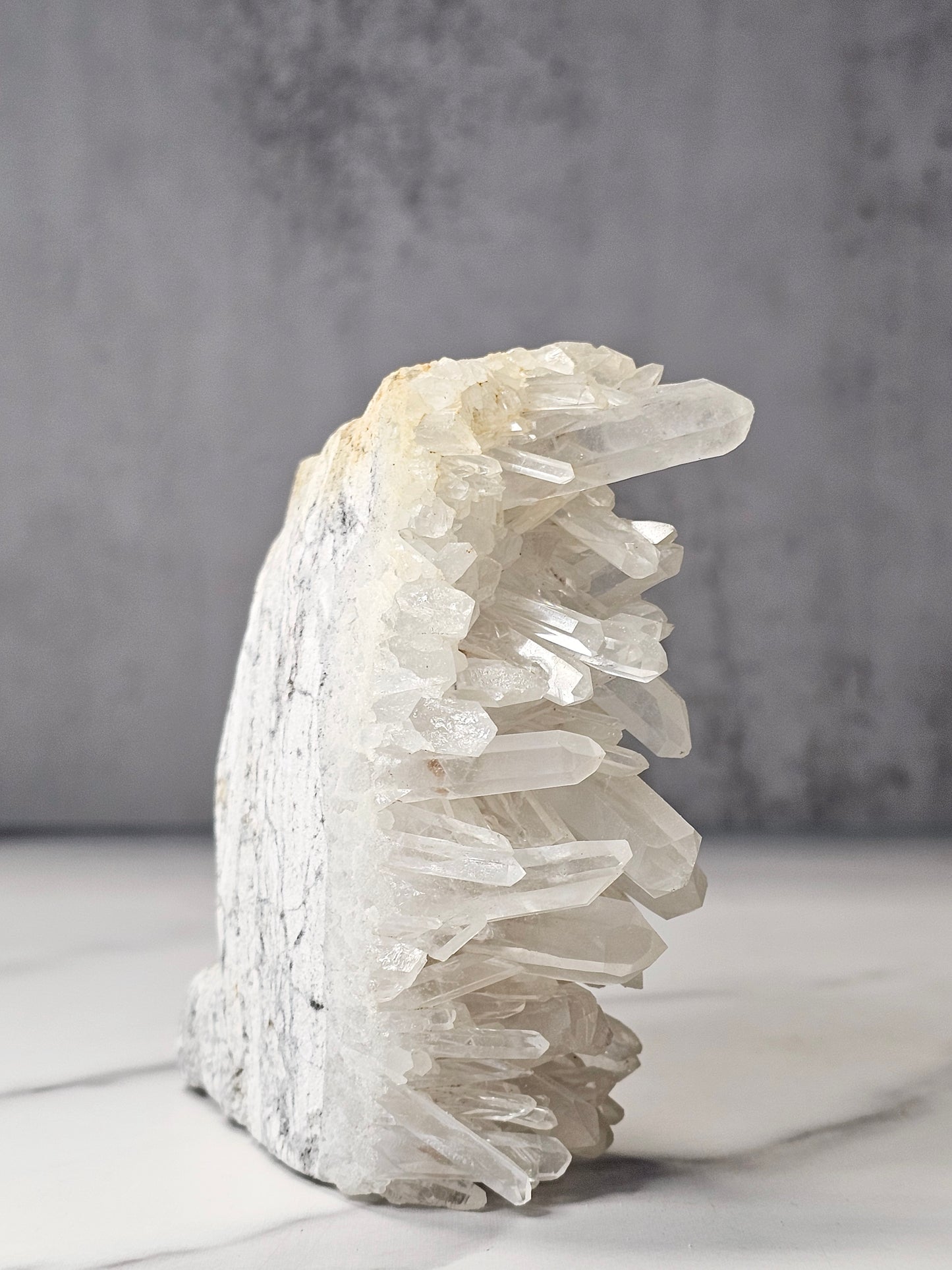 Quartz Point Cluster - Owl Carving