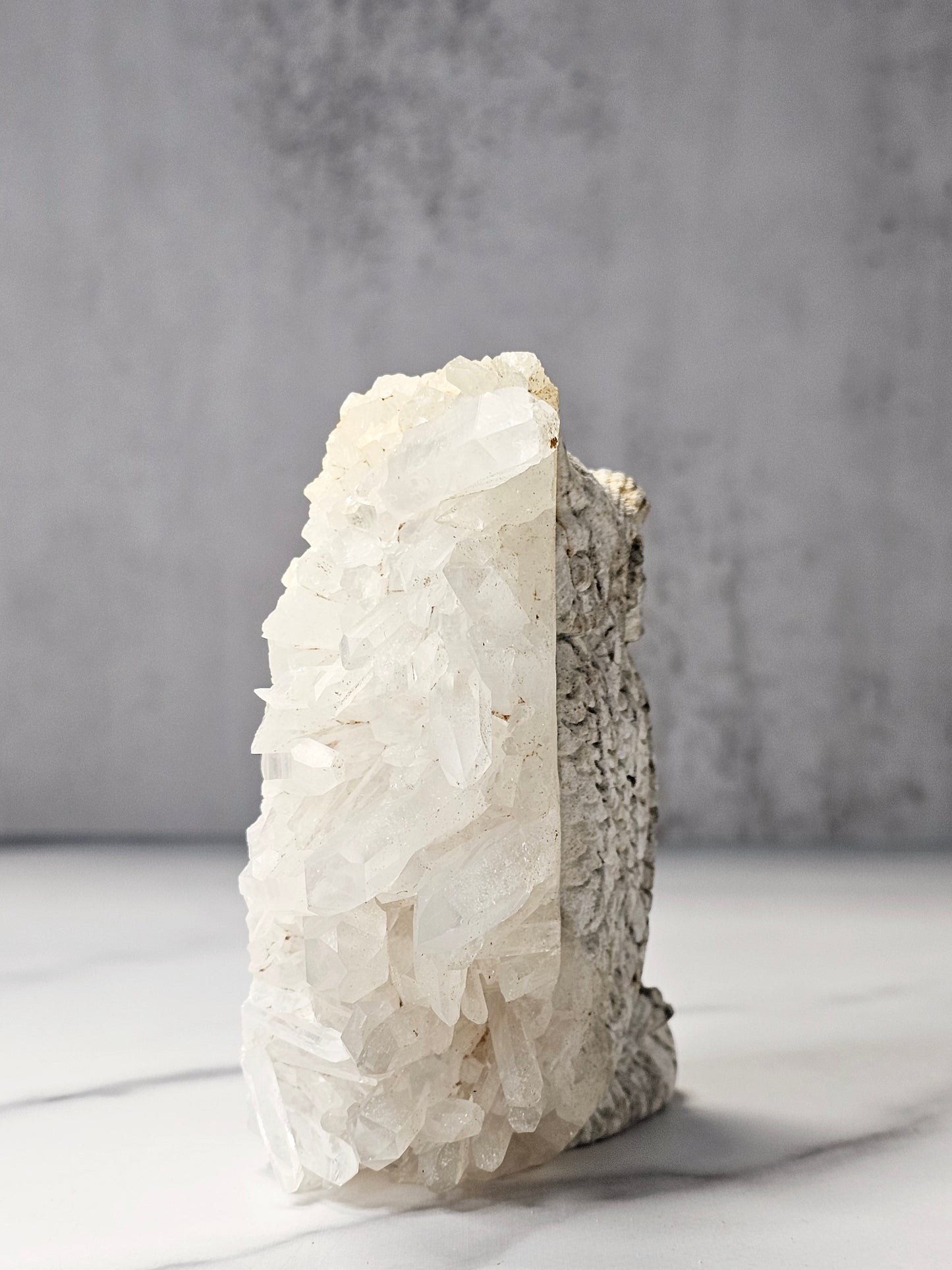 Quartz Point Cluster - Owl Carving