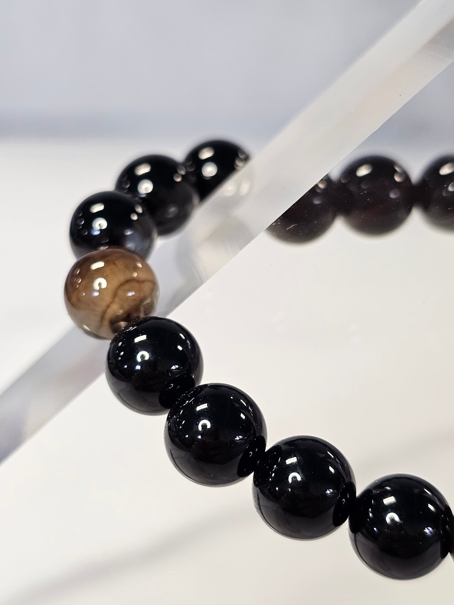 Black Banded Agate Stretchy Bracelet