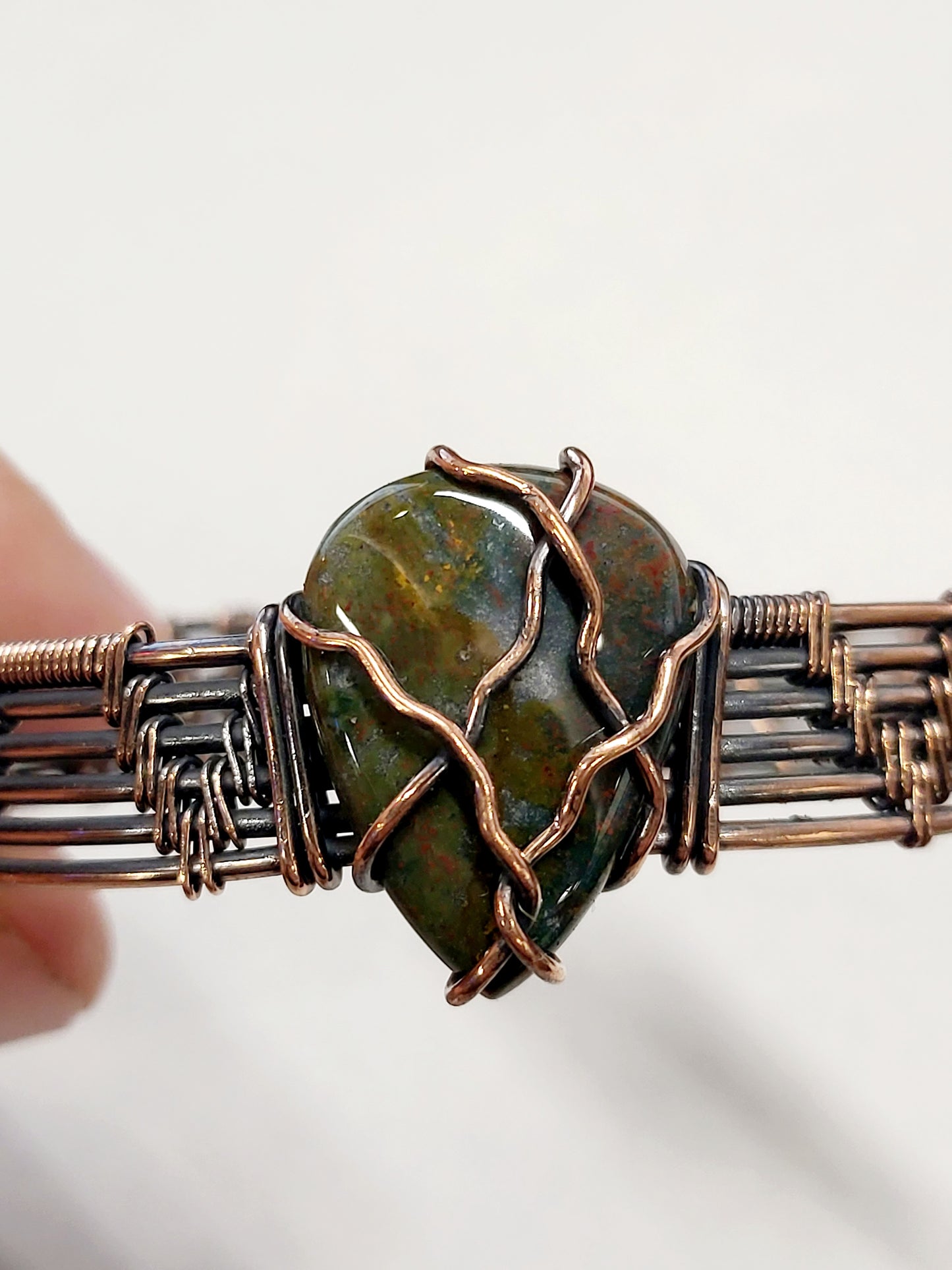 Ocean Jasper Copper Wire Wrapped Cuff