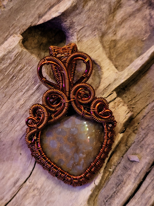 Ocean Jasper Copper Wire Wrapped Necklace