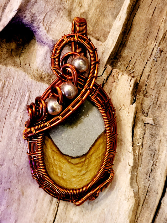 Bumblebee Jasper and Copper Wire Wrapped Necklace