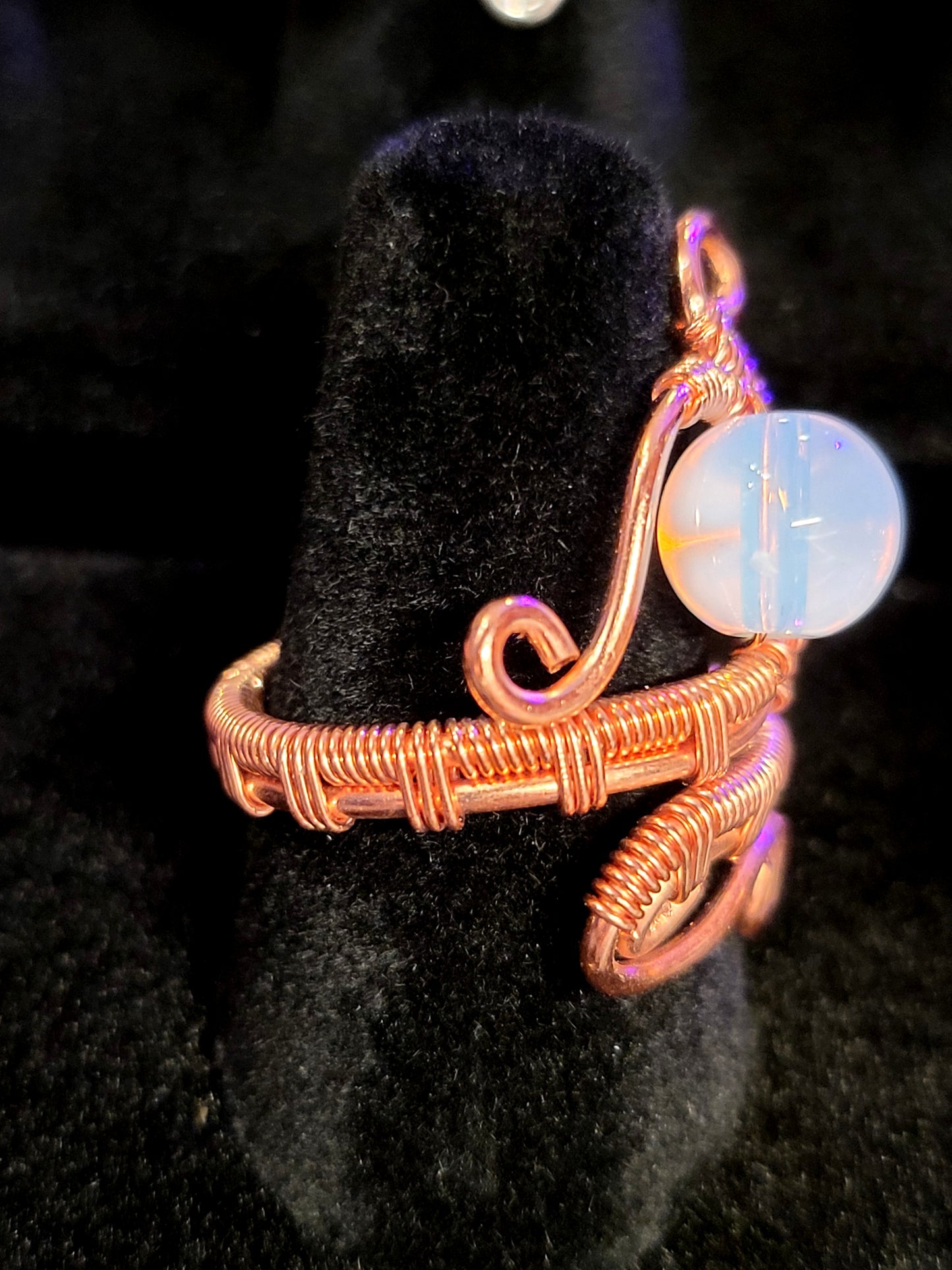 Opalite and Copper Wire Wrapped Ring