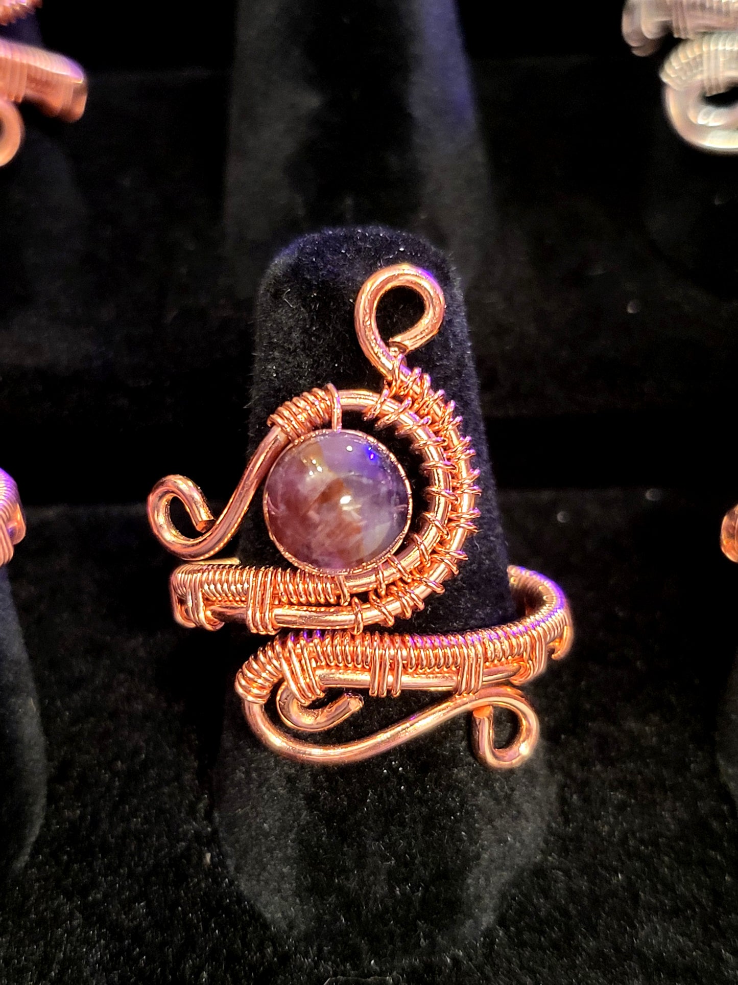 Amethyst and Copper Wire Wrapped Ring