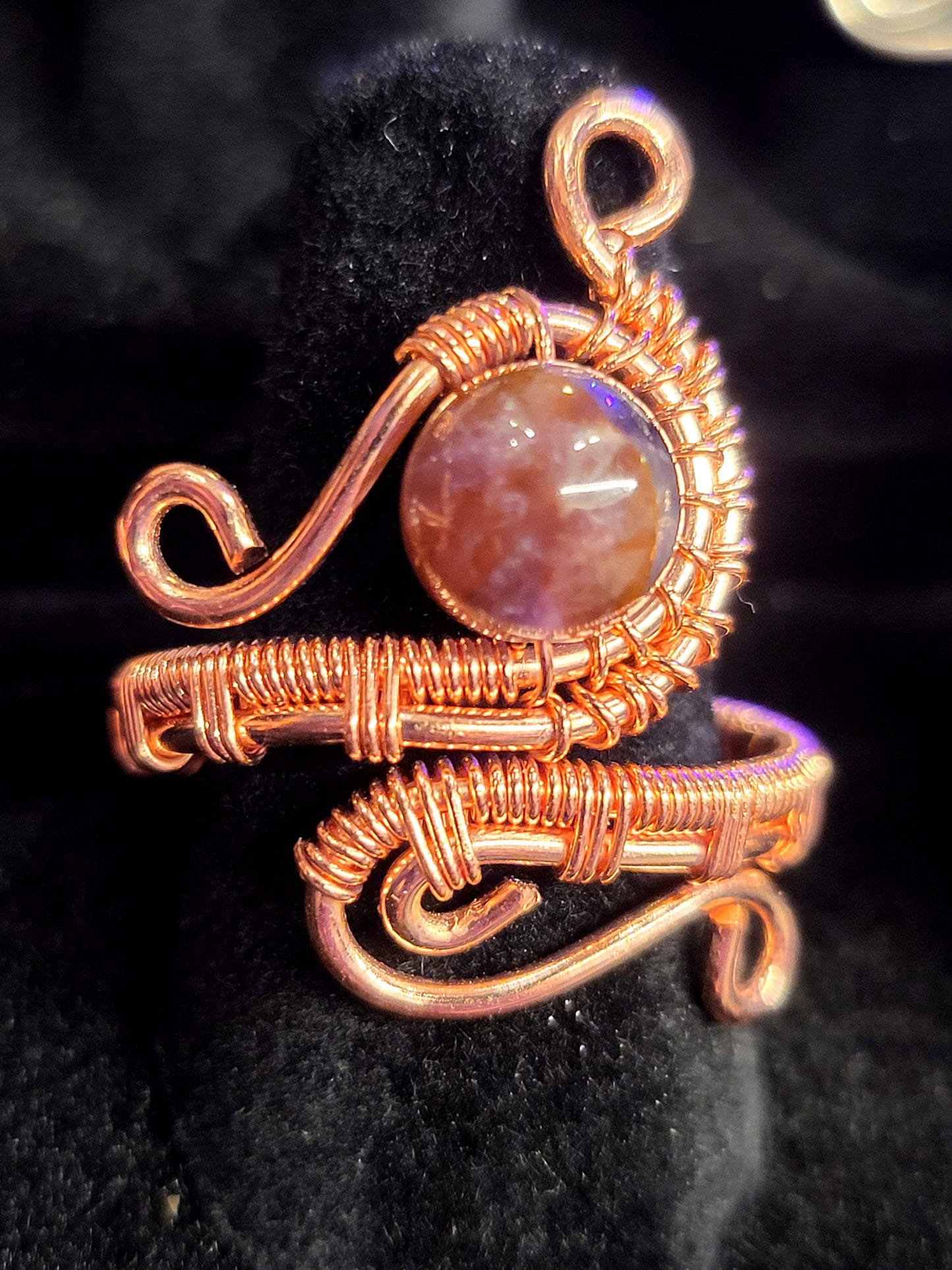 Amethyst and Copper Wire Wrapped Ring