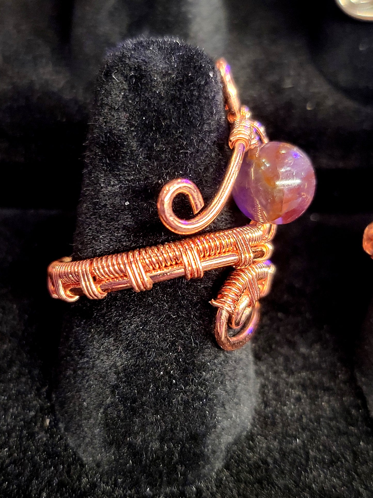 Amethyst and Copper Wire Wrapped Ring