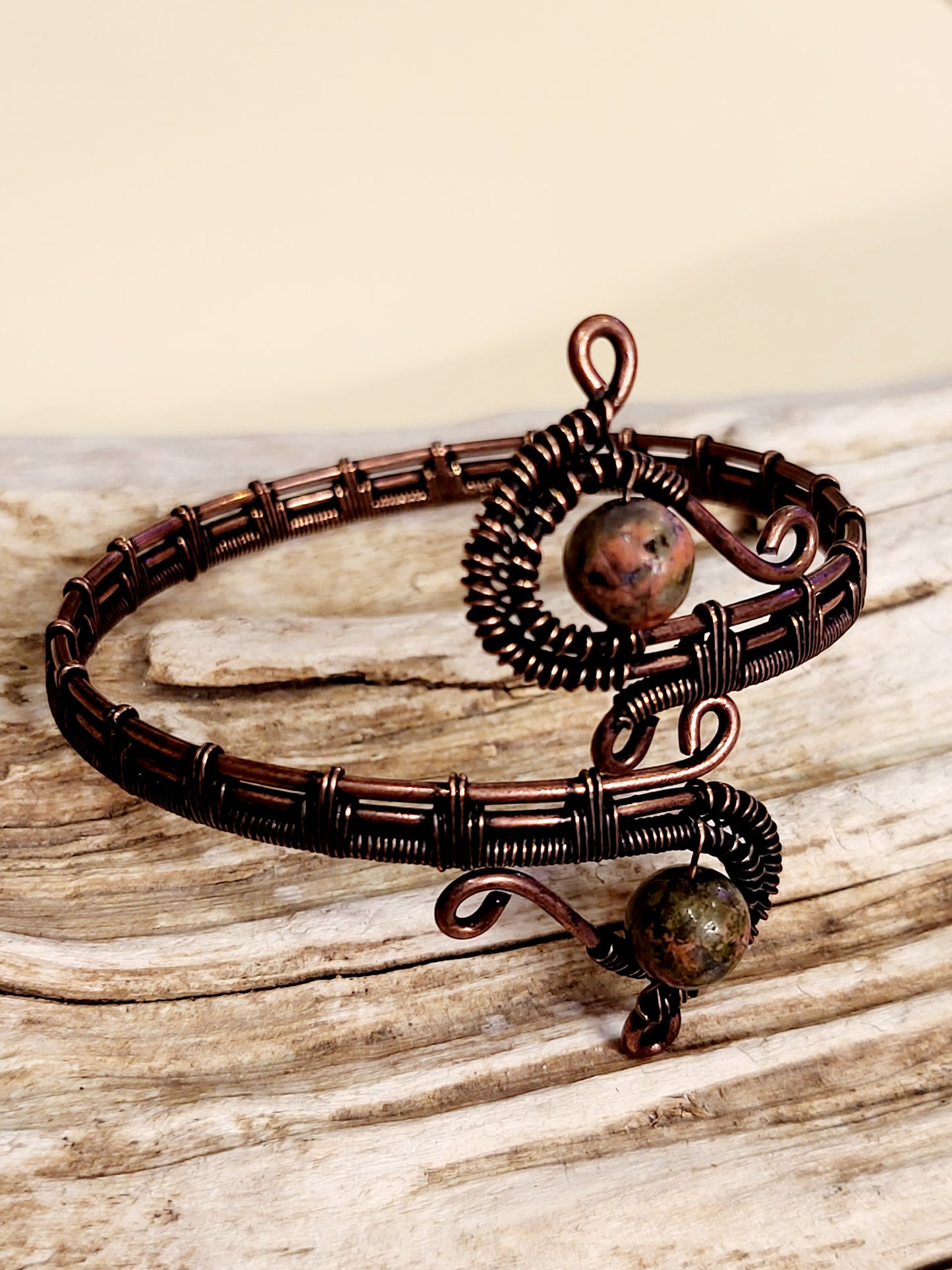 Unakite Wire Wrapped Bracelet