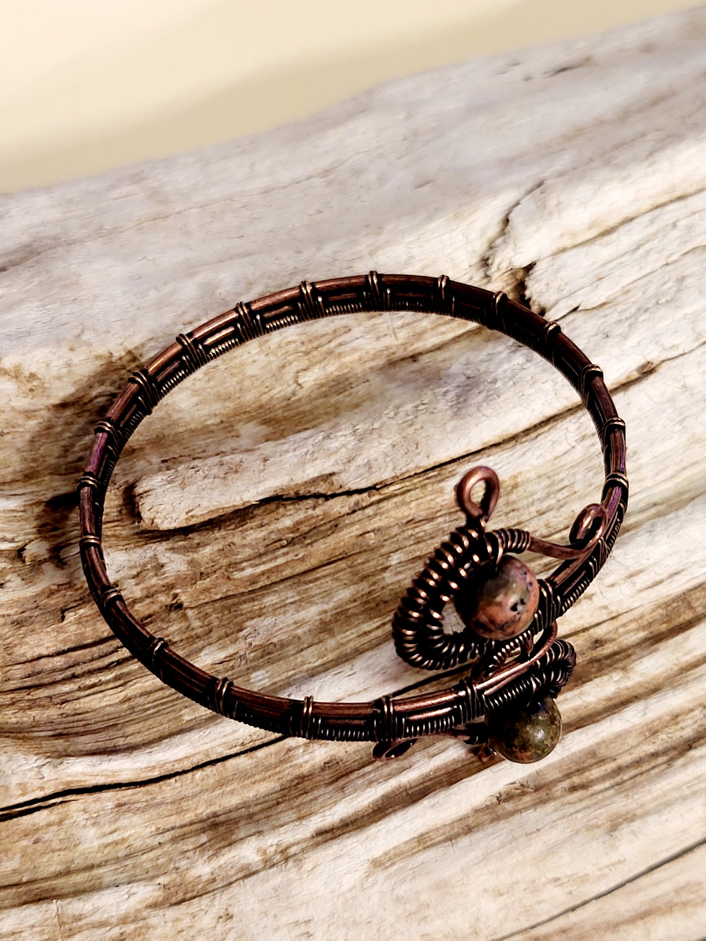 Unakite Wire Wrapped Bracelet