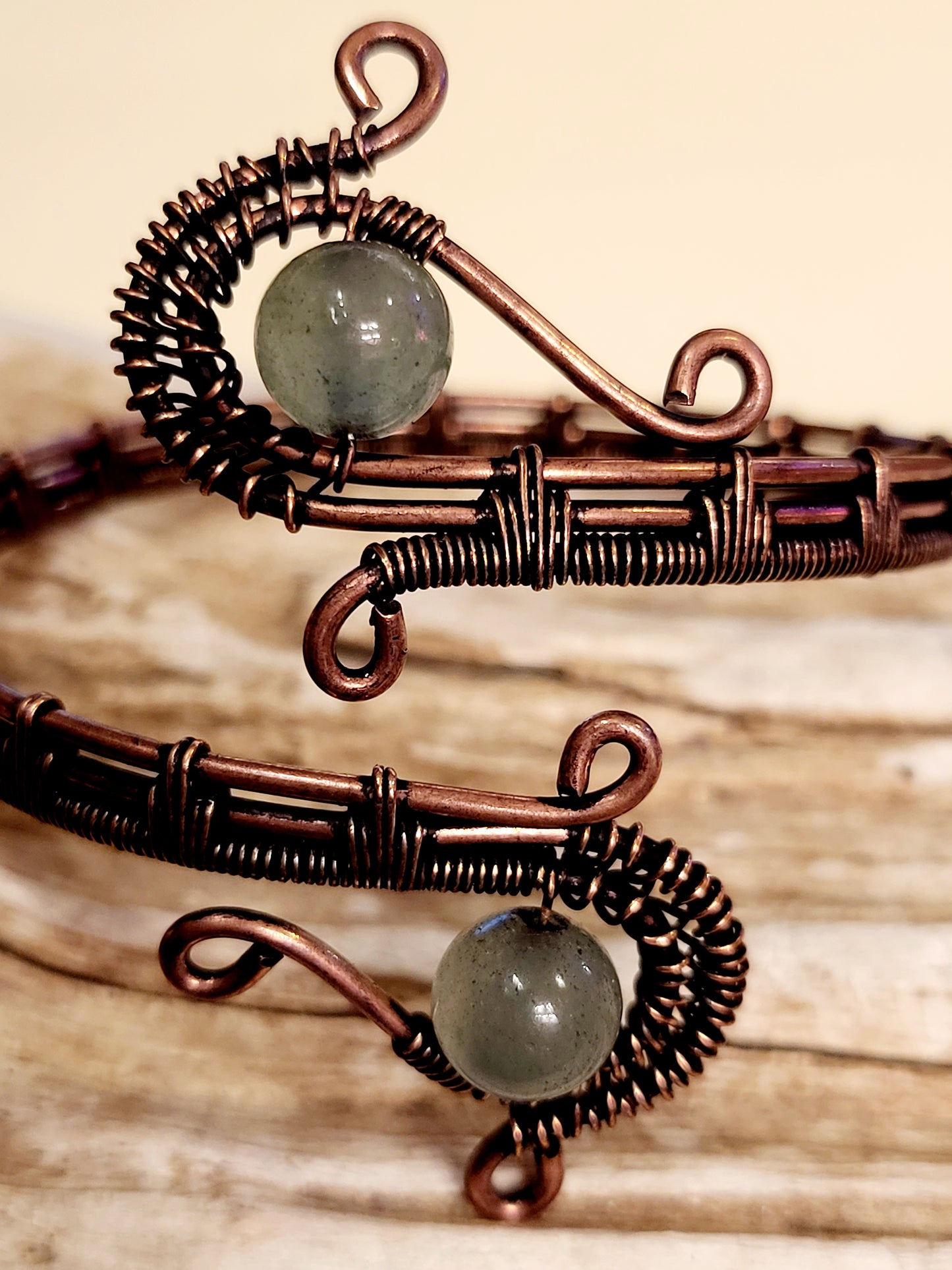 Prehnite Wire Wrapped Bracelet