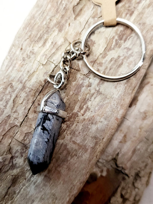 Sodalite Crystal Point Keychain