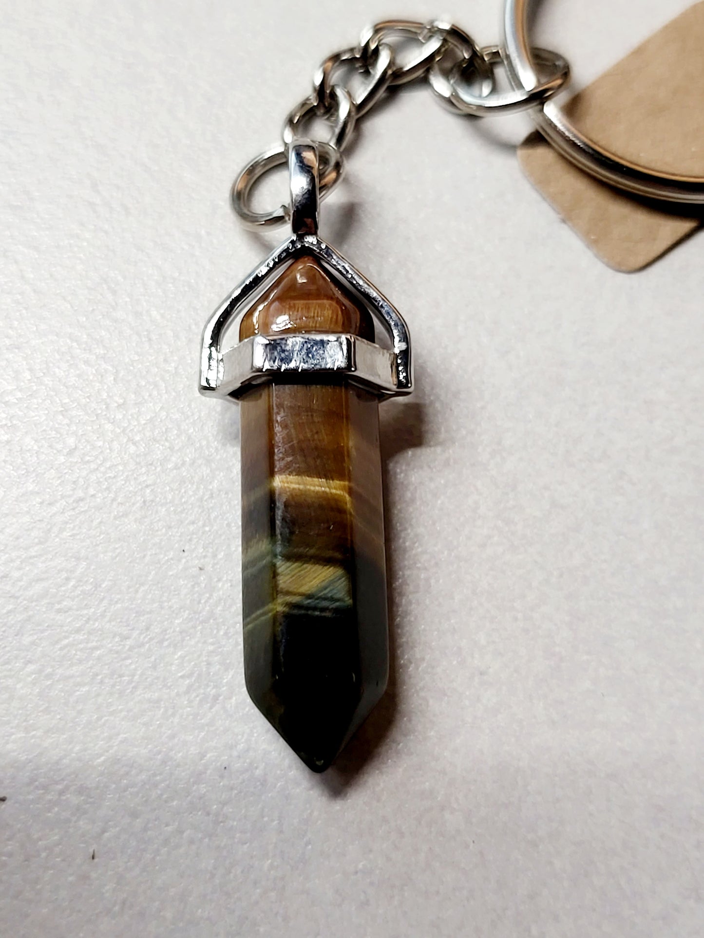 Tiger's Eye Crystal Point Keychain